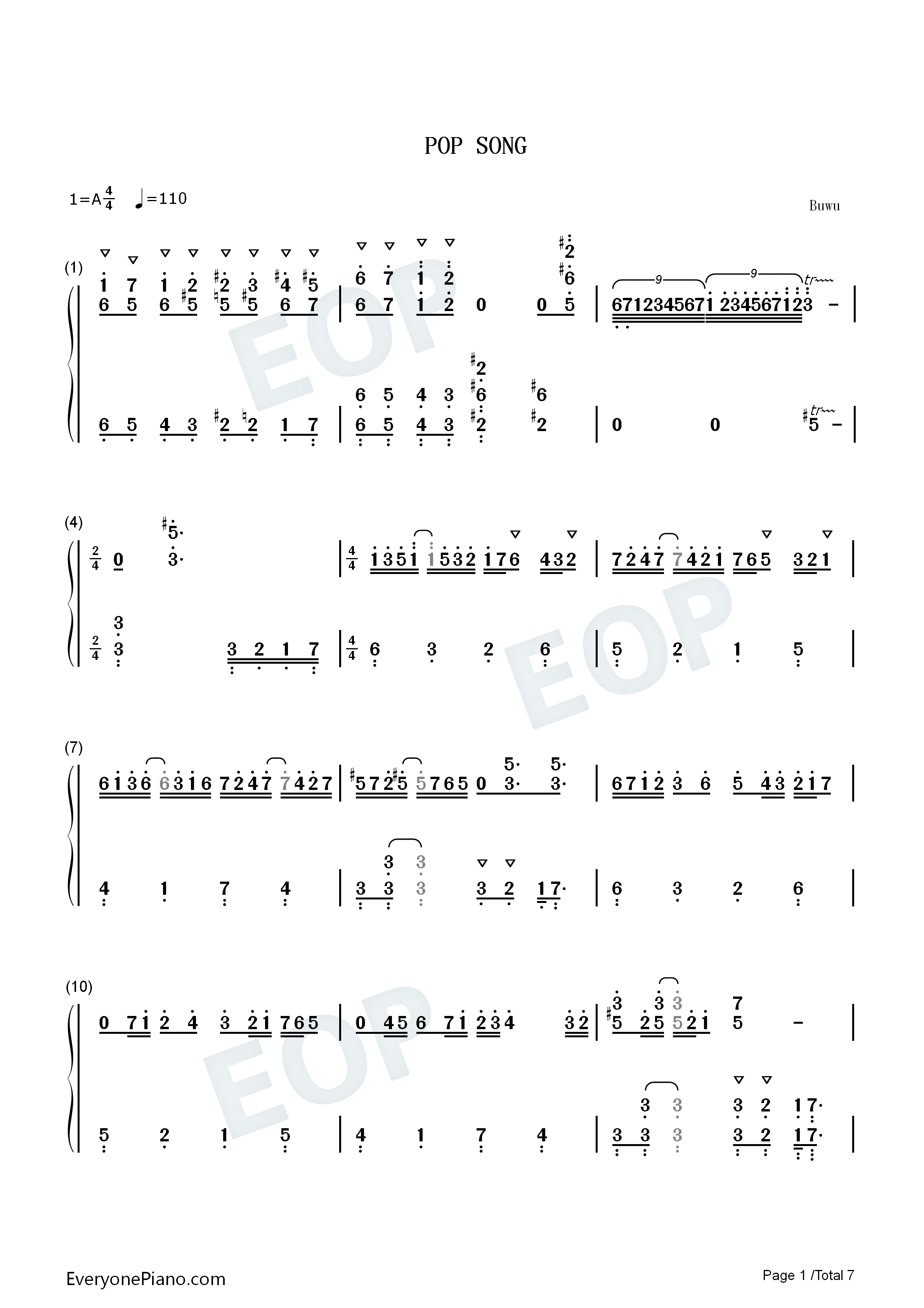 POP_SONG钢琴简谱_米津玄师演唱