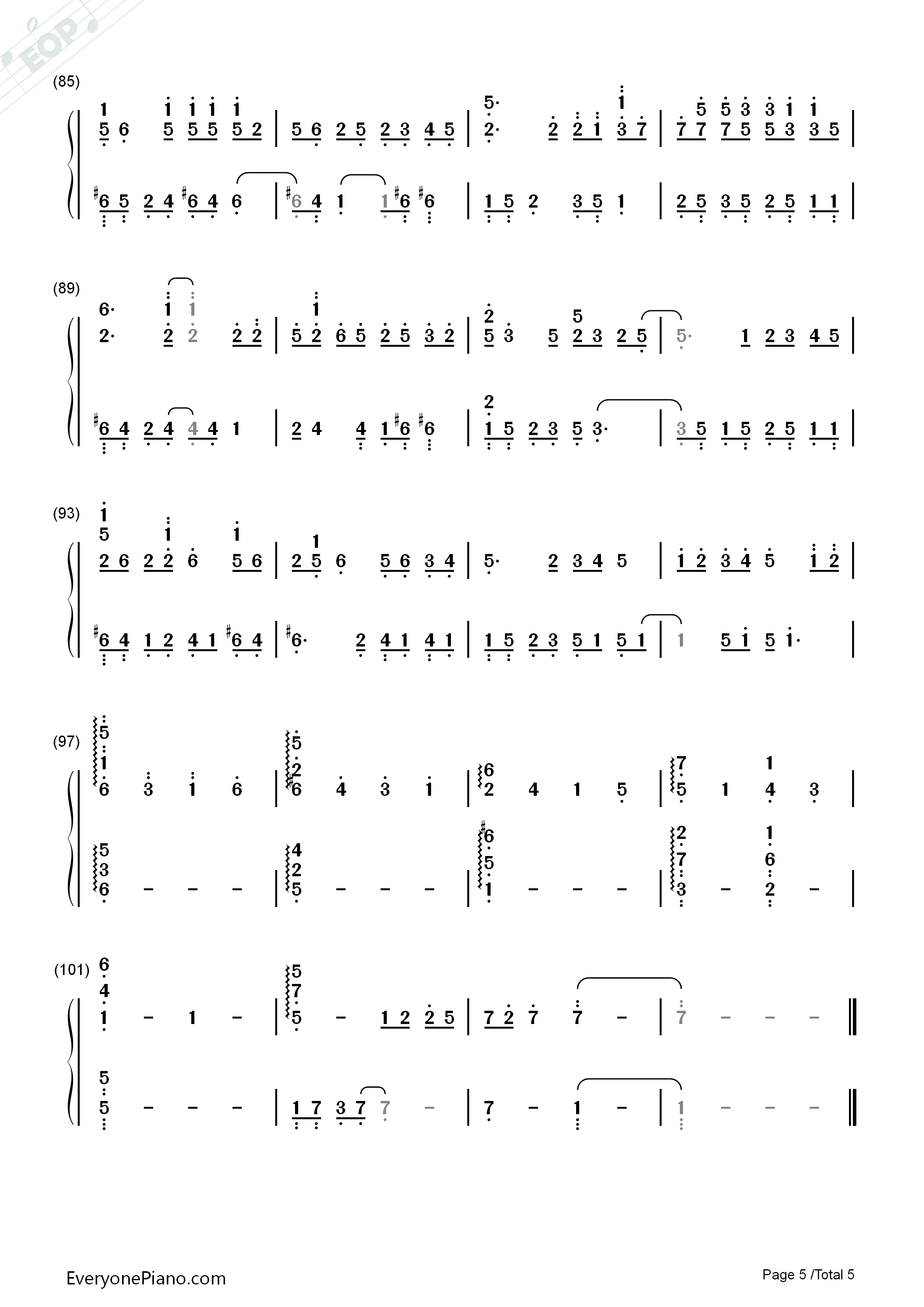 Letter钢琴简谱_Yiruma演唱