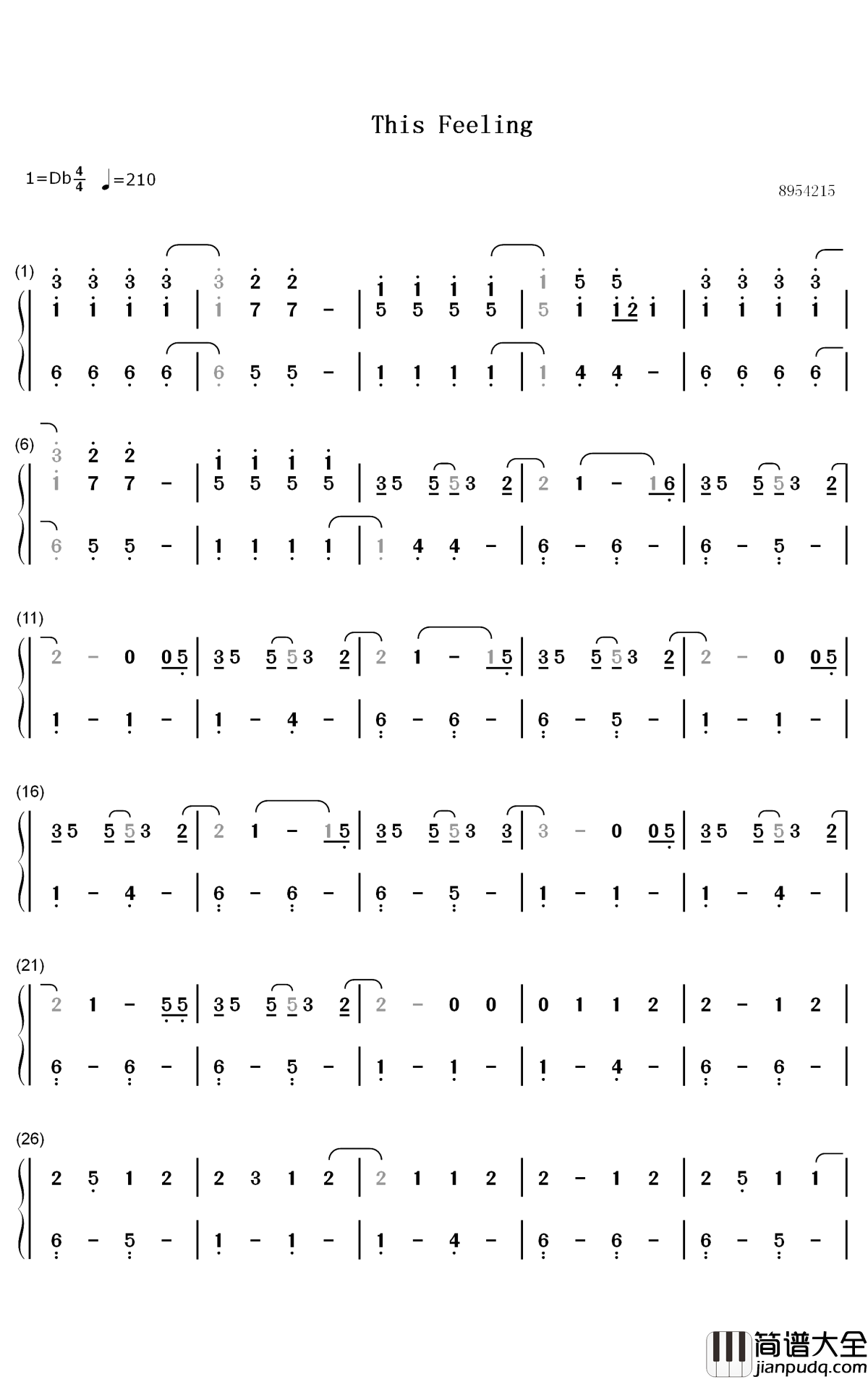 This_Feeling钢琴简谱_数字双手_The_Chainsmokers_Kelsea_Ballerini