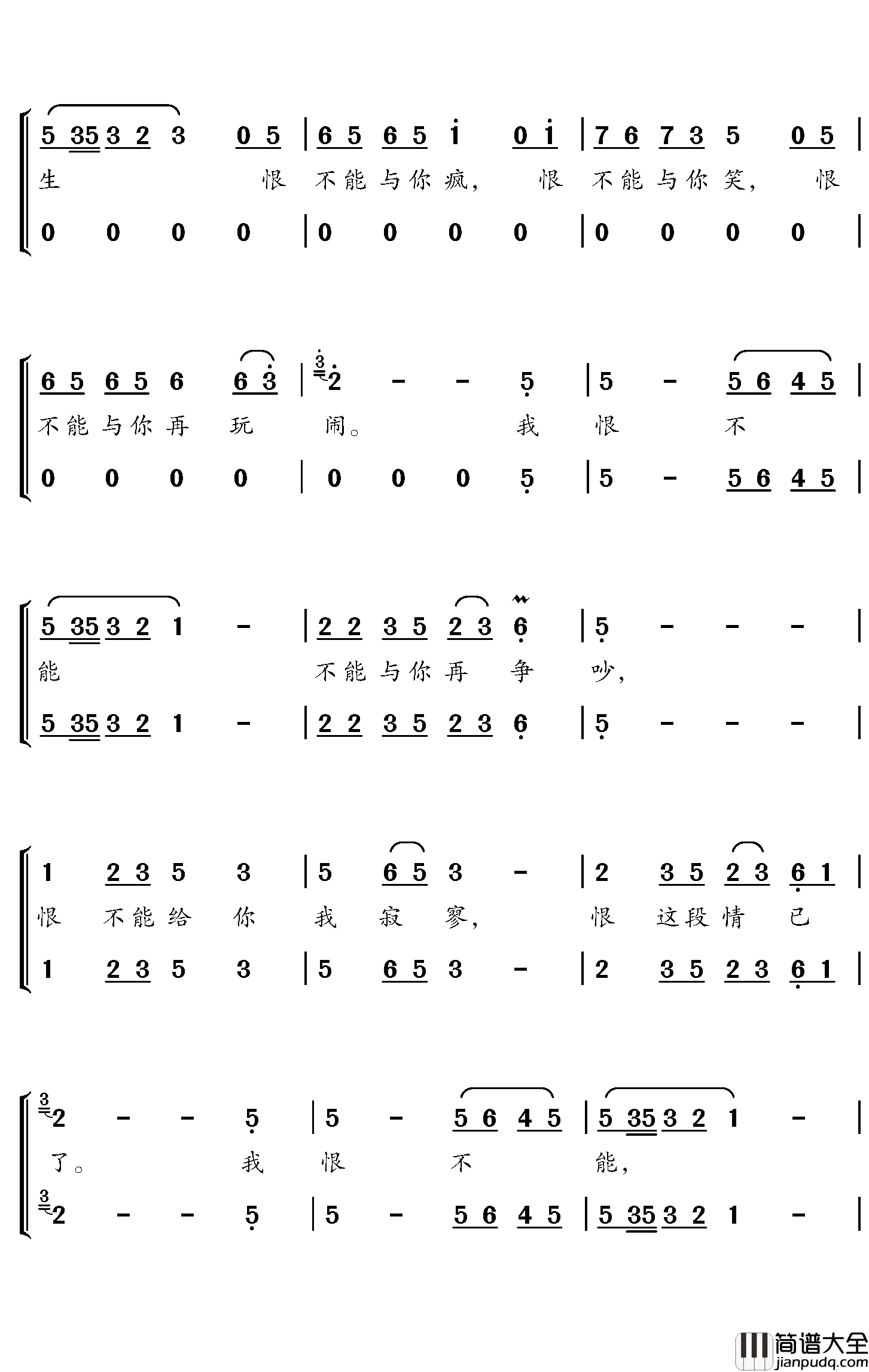 原谅歌简谱_小猛/祖瑜兄演唱_对影斋曲谱