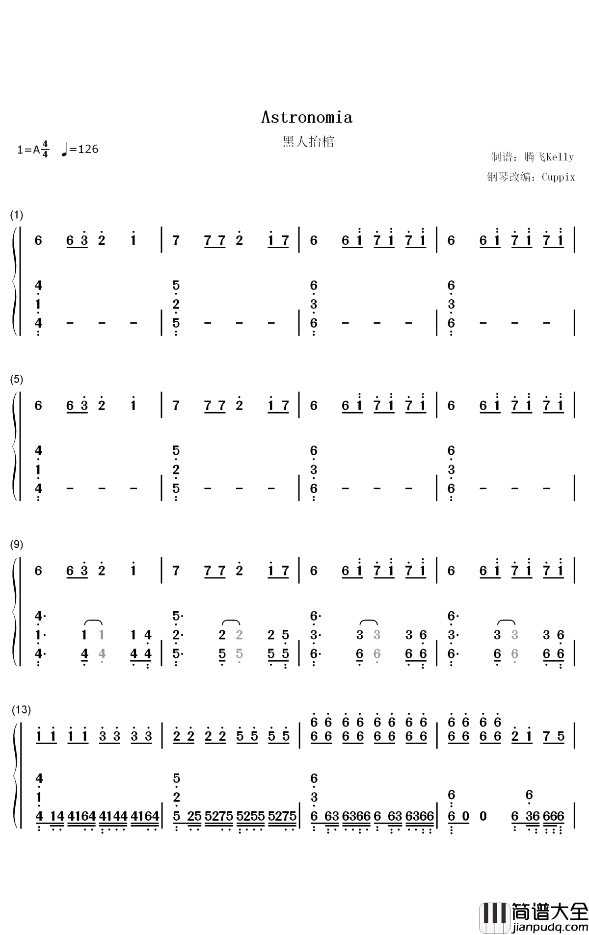 Astronomia钢琴简谱_数字双手_Vicetone_Tony_Igy