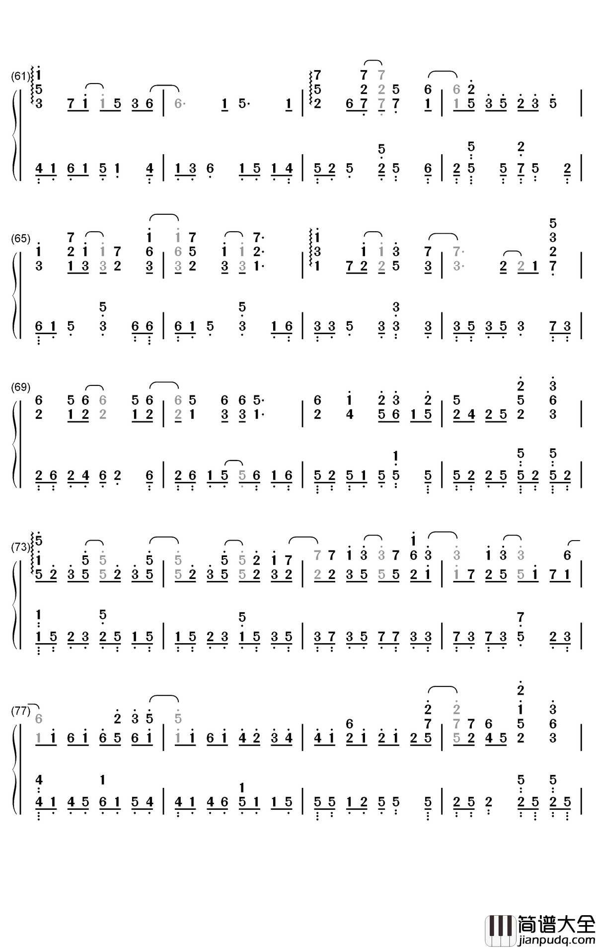 冰天雪地简谱_何宣林歌曲_数字双手曲谱