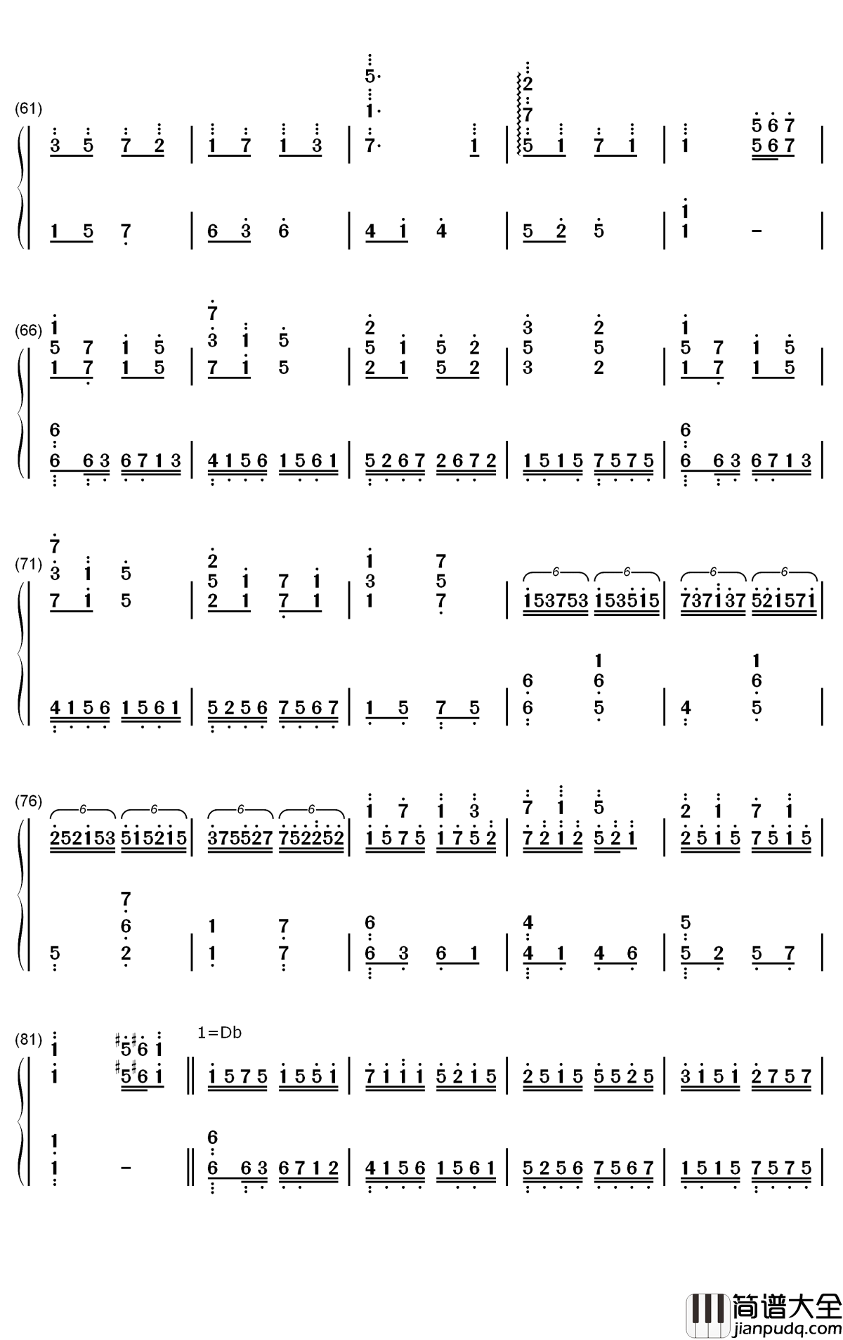 银河赴约钢琴简谱_数字双手_CMJ
