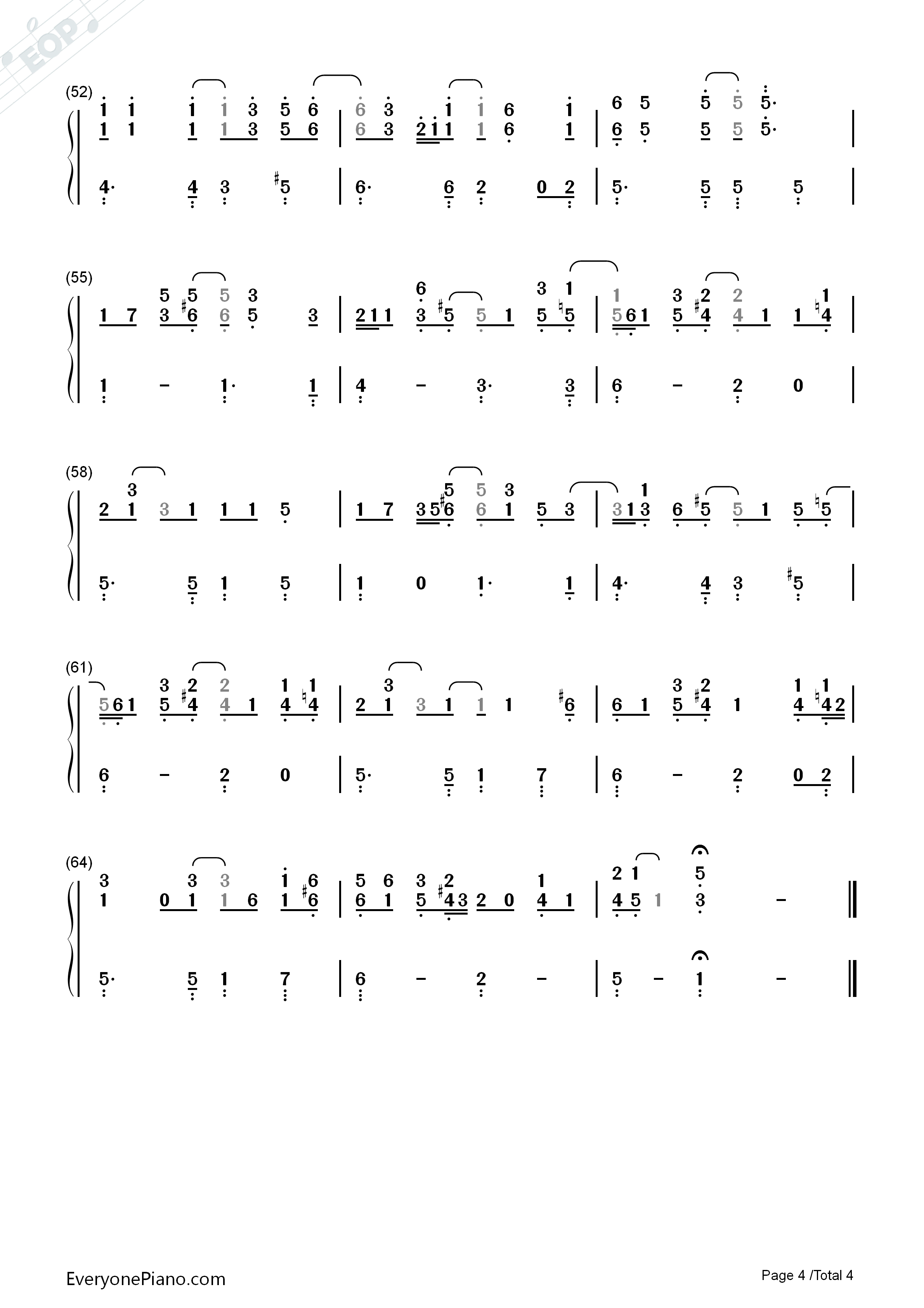 Don't_Know_Why钢琴简谱_Norah_Jones _诺拉·琼斯演唱