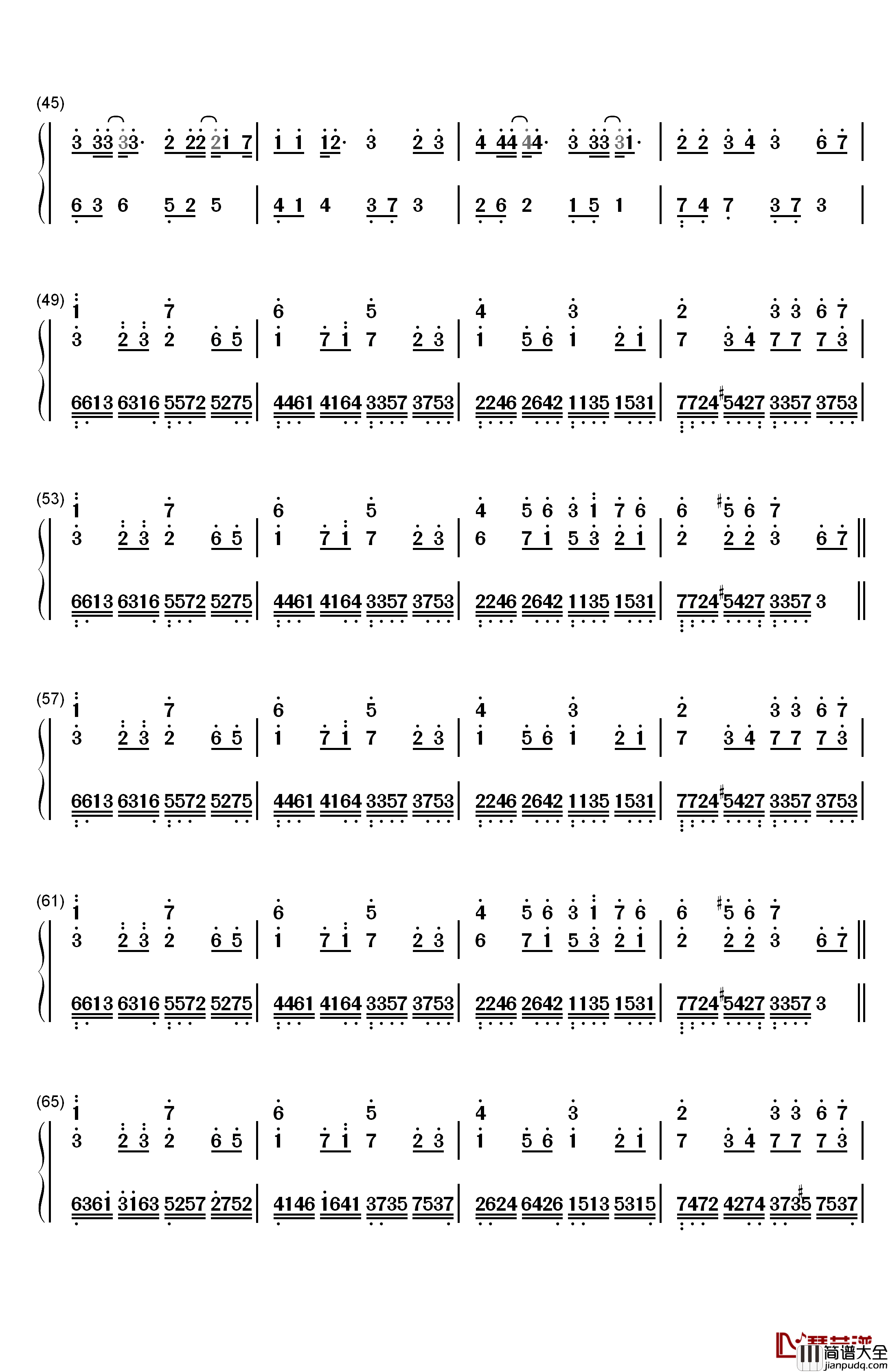 空虚沸腾钢琴简谱_数字双手_本兮