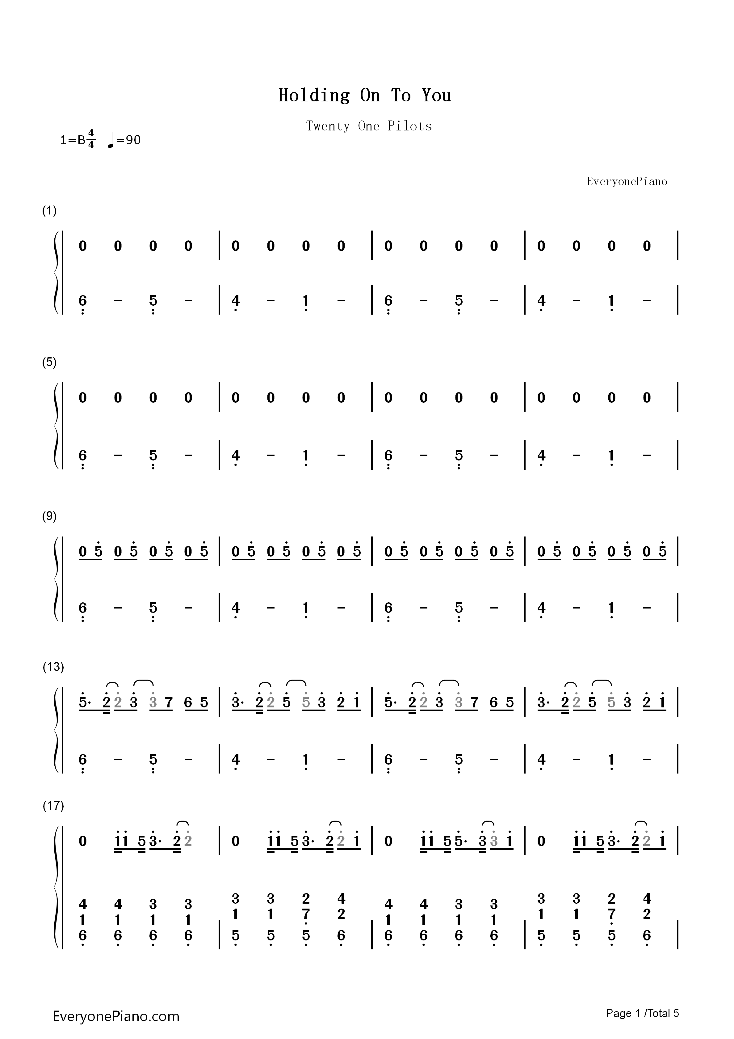 Holding_On_To_You钢琴简谱_Twenty_One_Pilots演唱