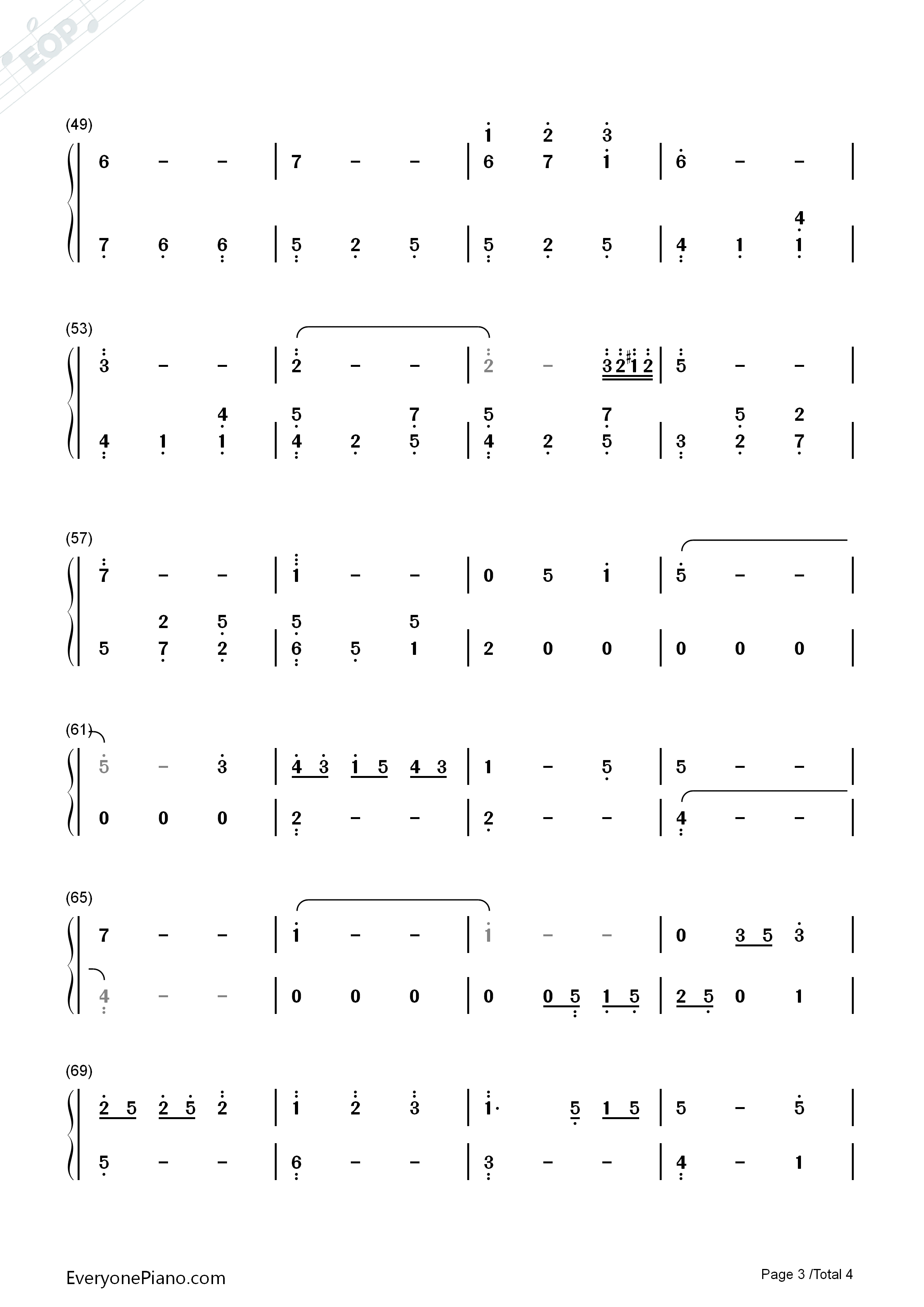 私の嘘_PianoSolo钢琴简谱_横山克演唱