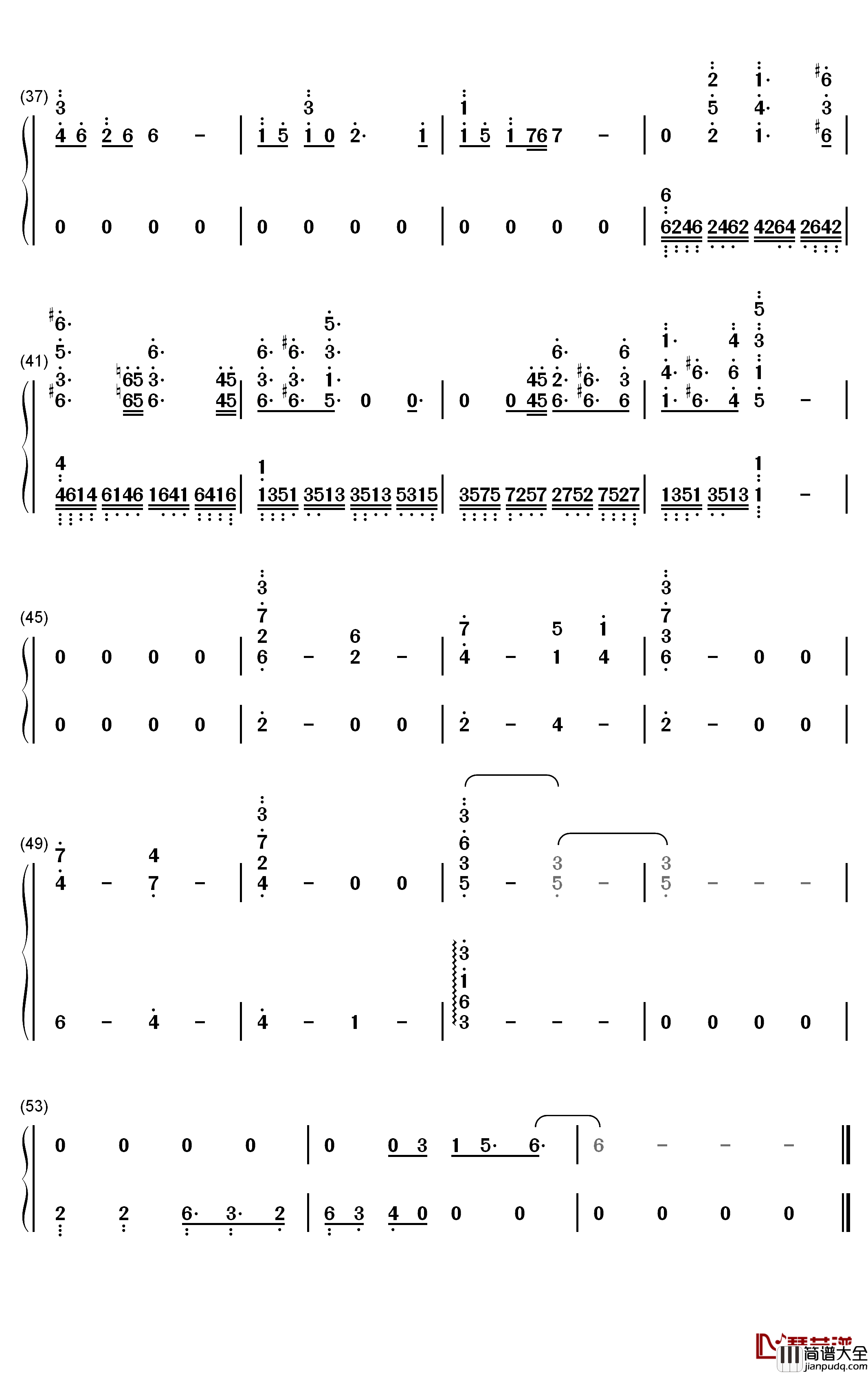 姜子牙钢琴简谱_数字双手_张杰
