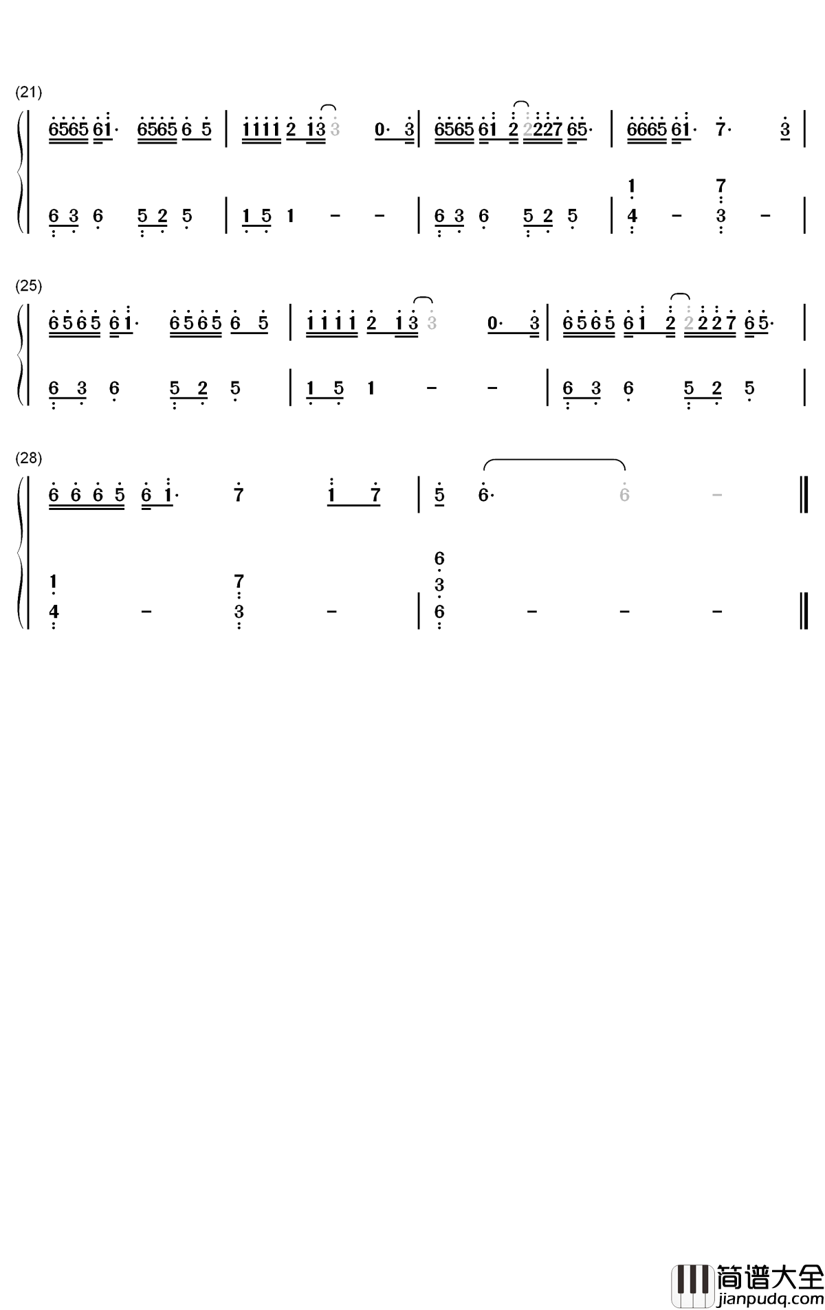 移情别恋钢琴简谱_数字双手_郭峰