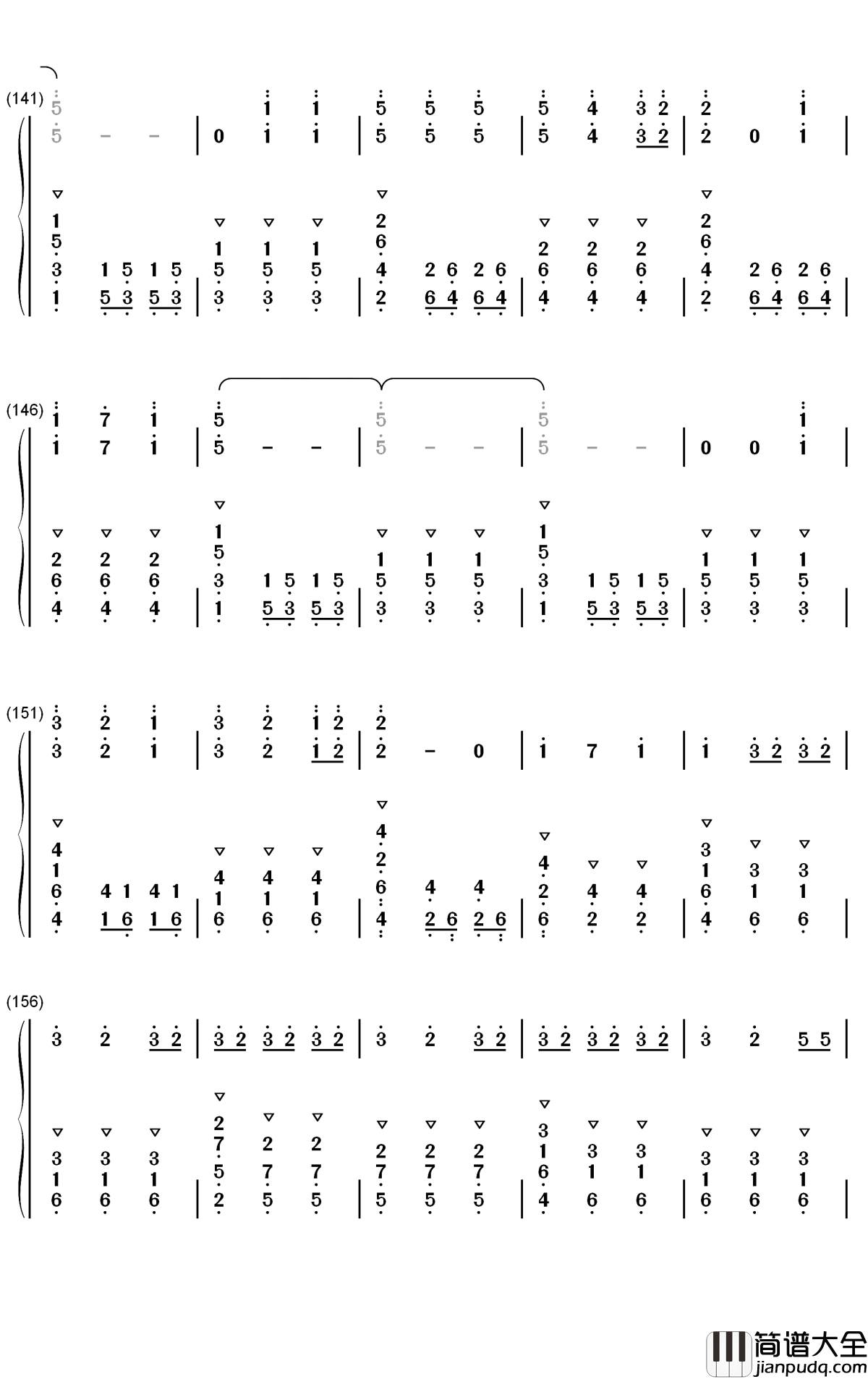 粉色闪电钢琴简谱_数字双手_R1SE