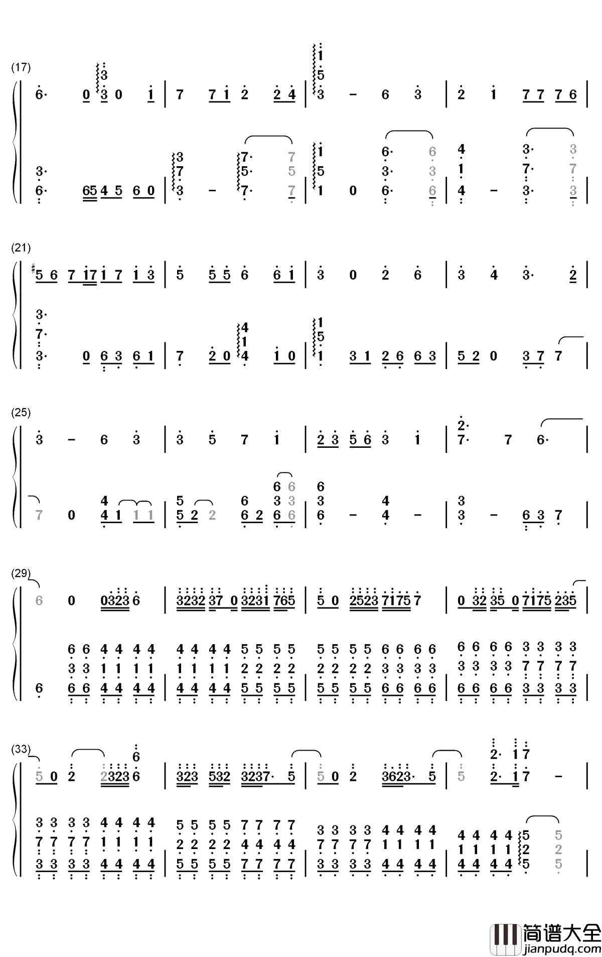 寻光钢琴简谱_数字双手_郑云龙