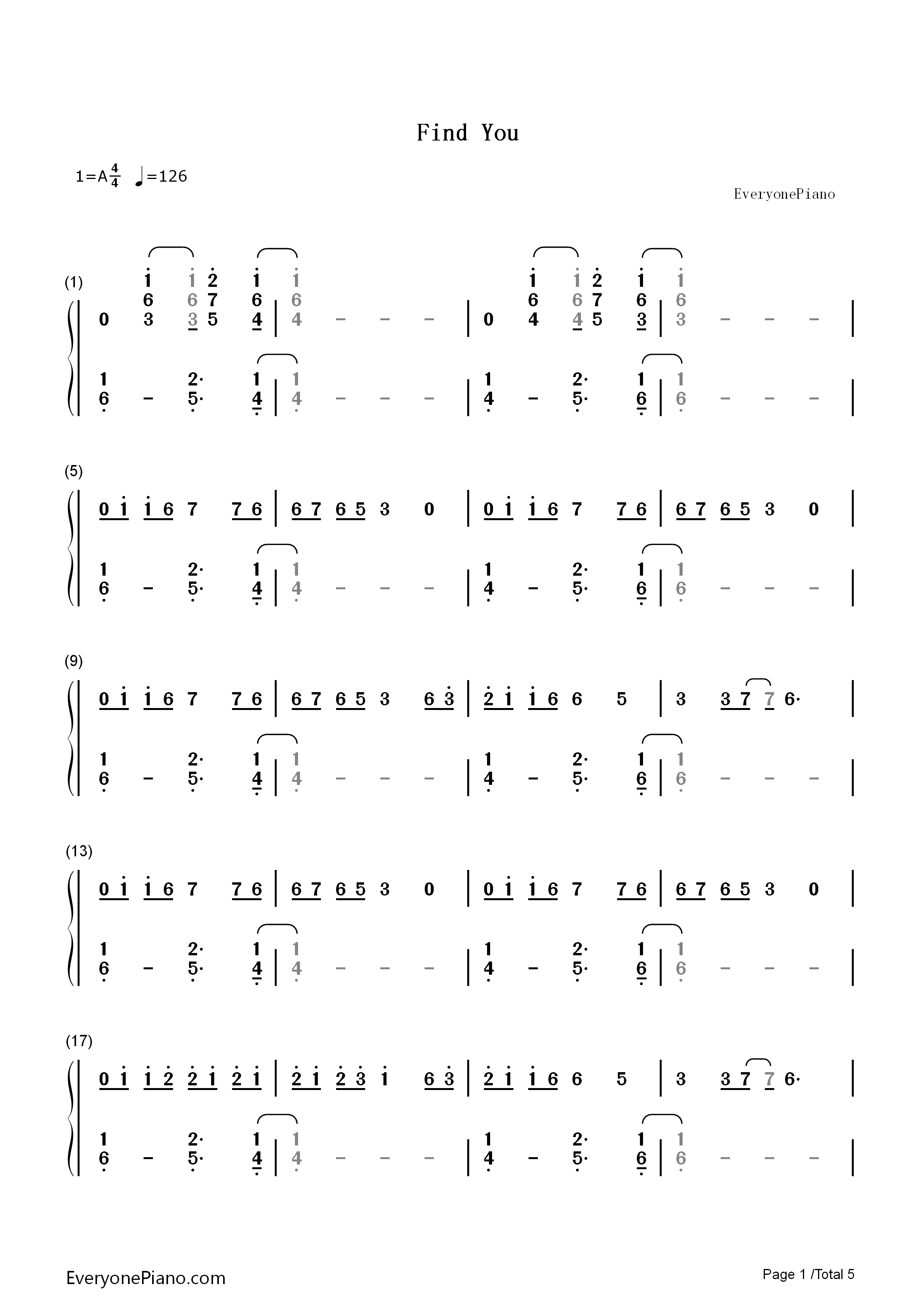 Find_You钢琴简谱_Nick_Jonas演唱