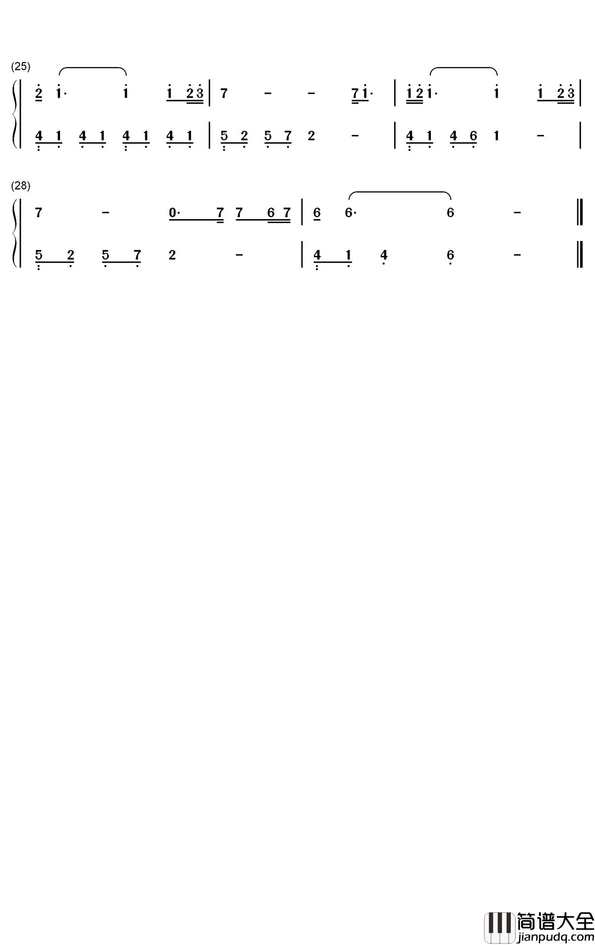 故乡钢琴简谱_数字双手_许巍