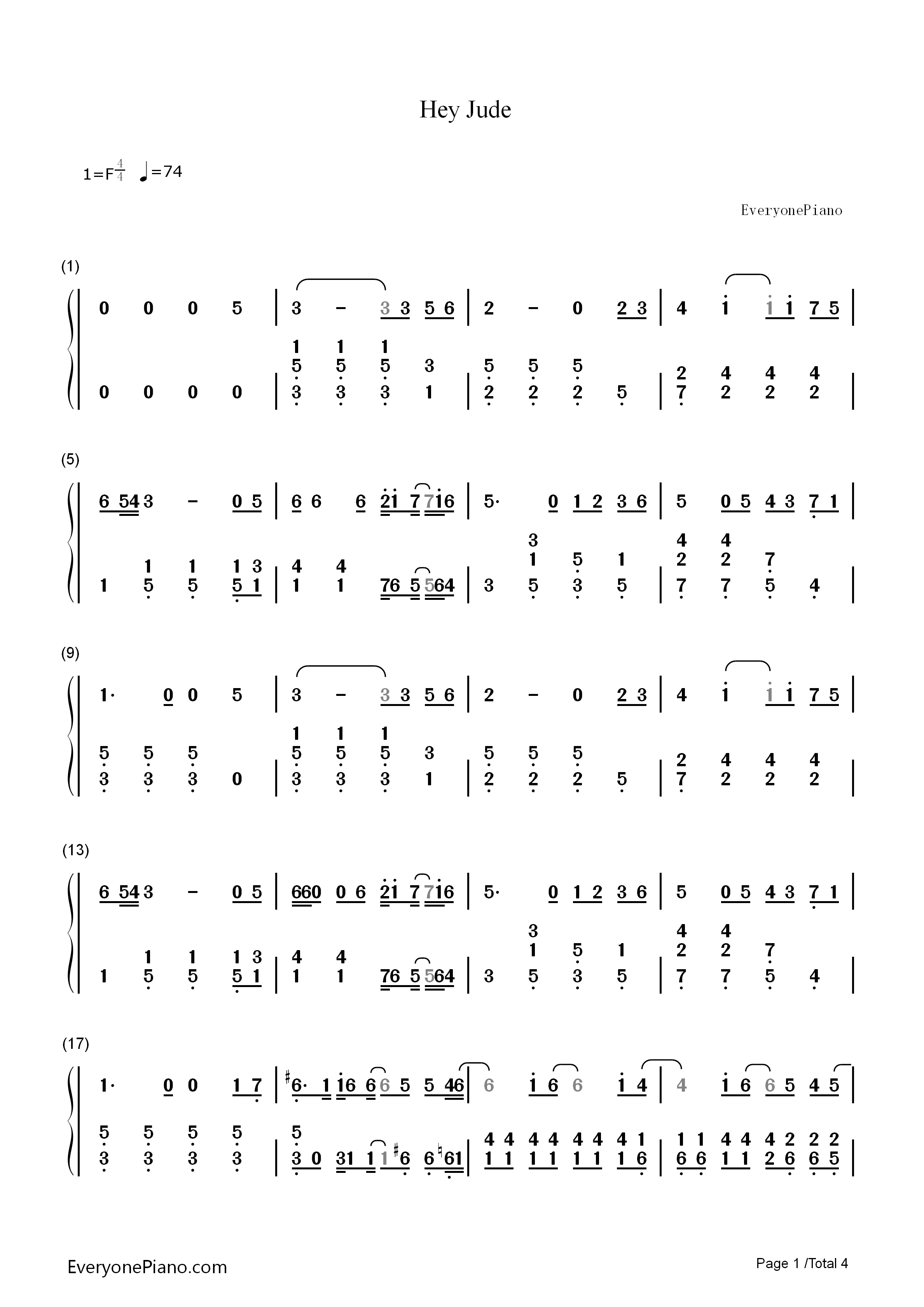 Hey_Jude钢琴简谱_披头士乐队__The_Beatles演唱