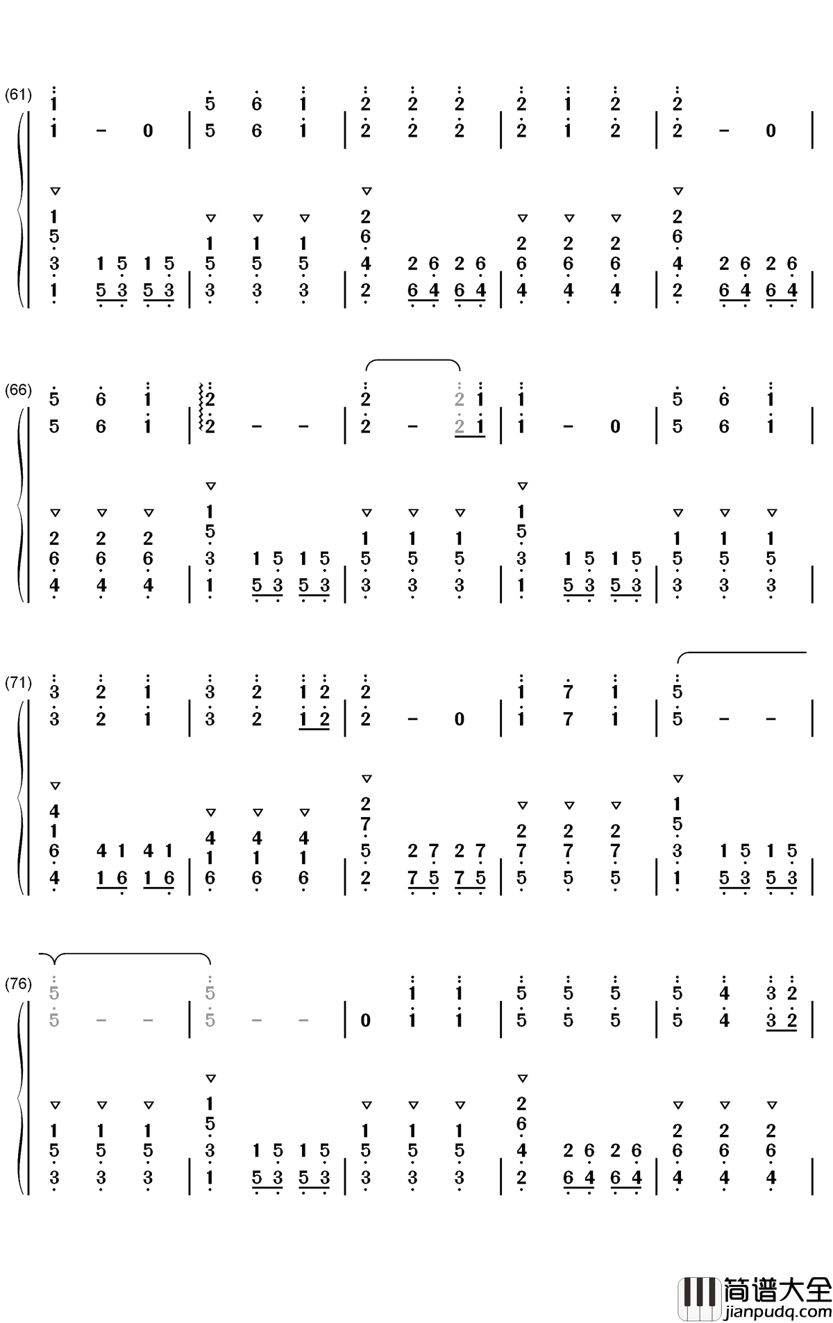 粉色闪电钢琴简谱_数字双手_R1SE