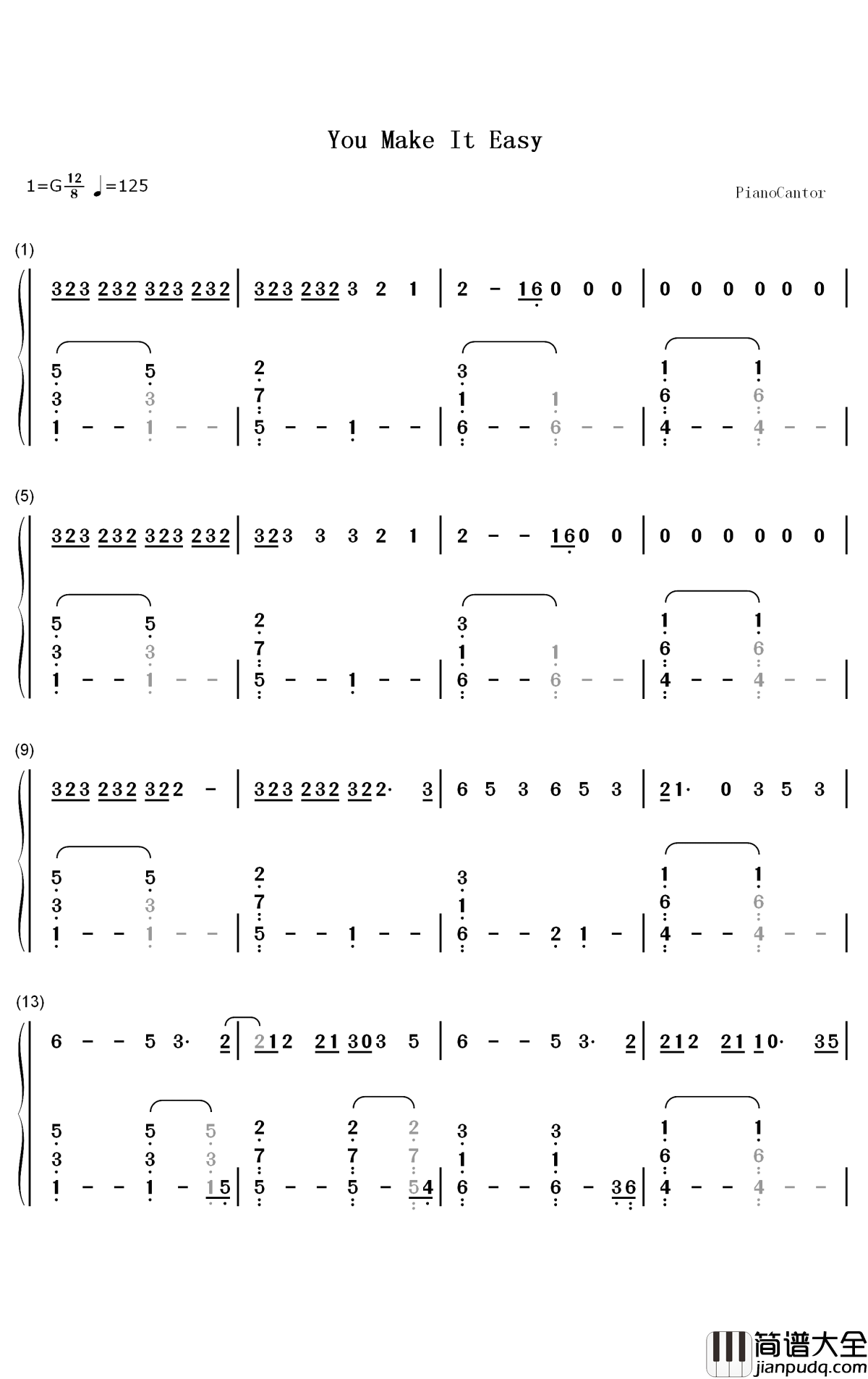 You_Make_It_Easy钢琴简谱_数字双手_Jason_Aldean
