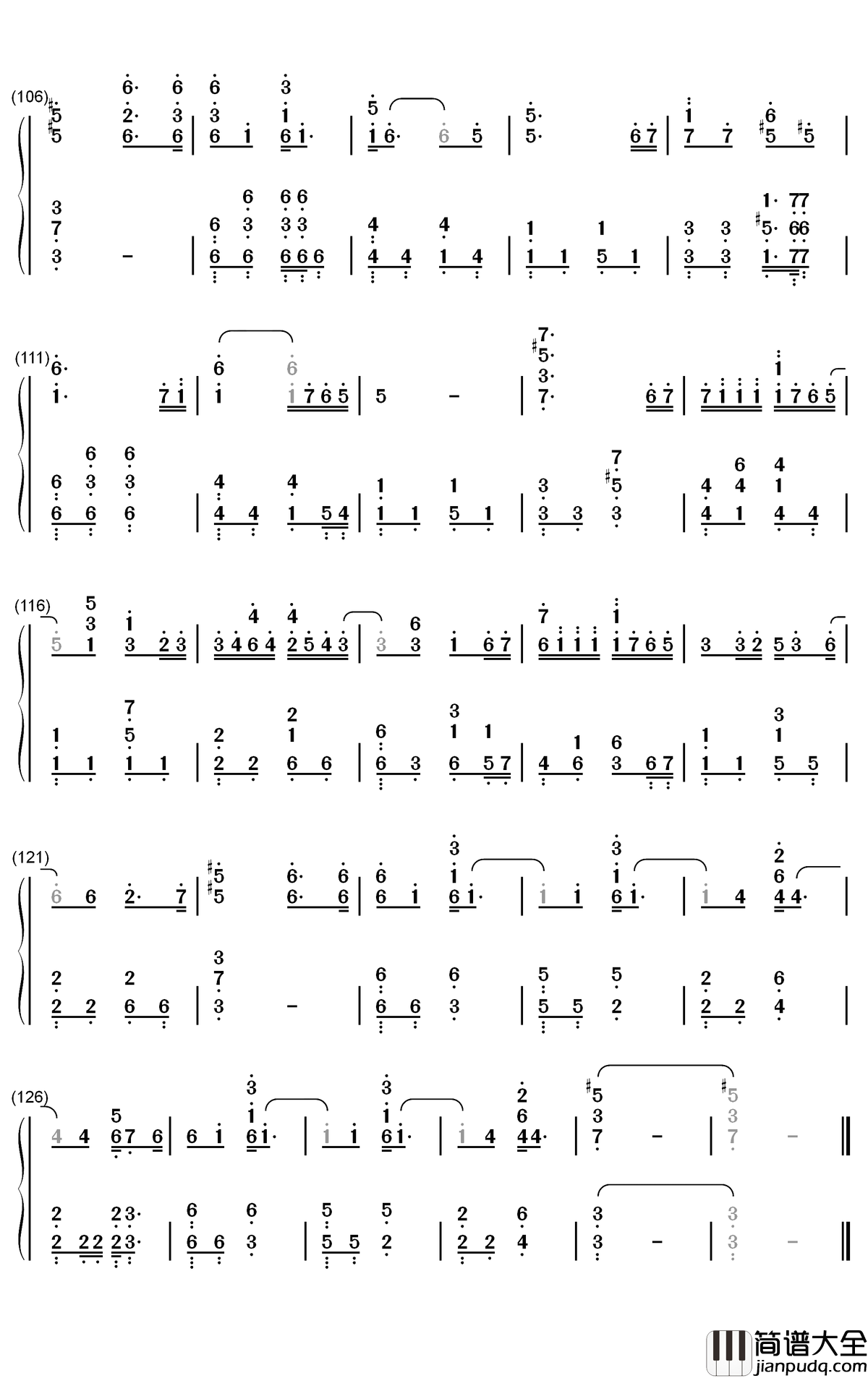 Done_For_Me钢琴简谱_数字双手_Punch