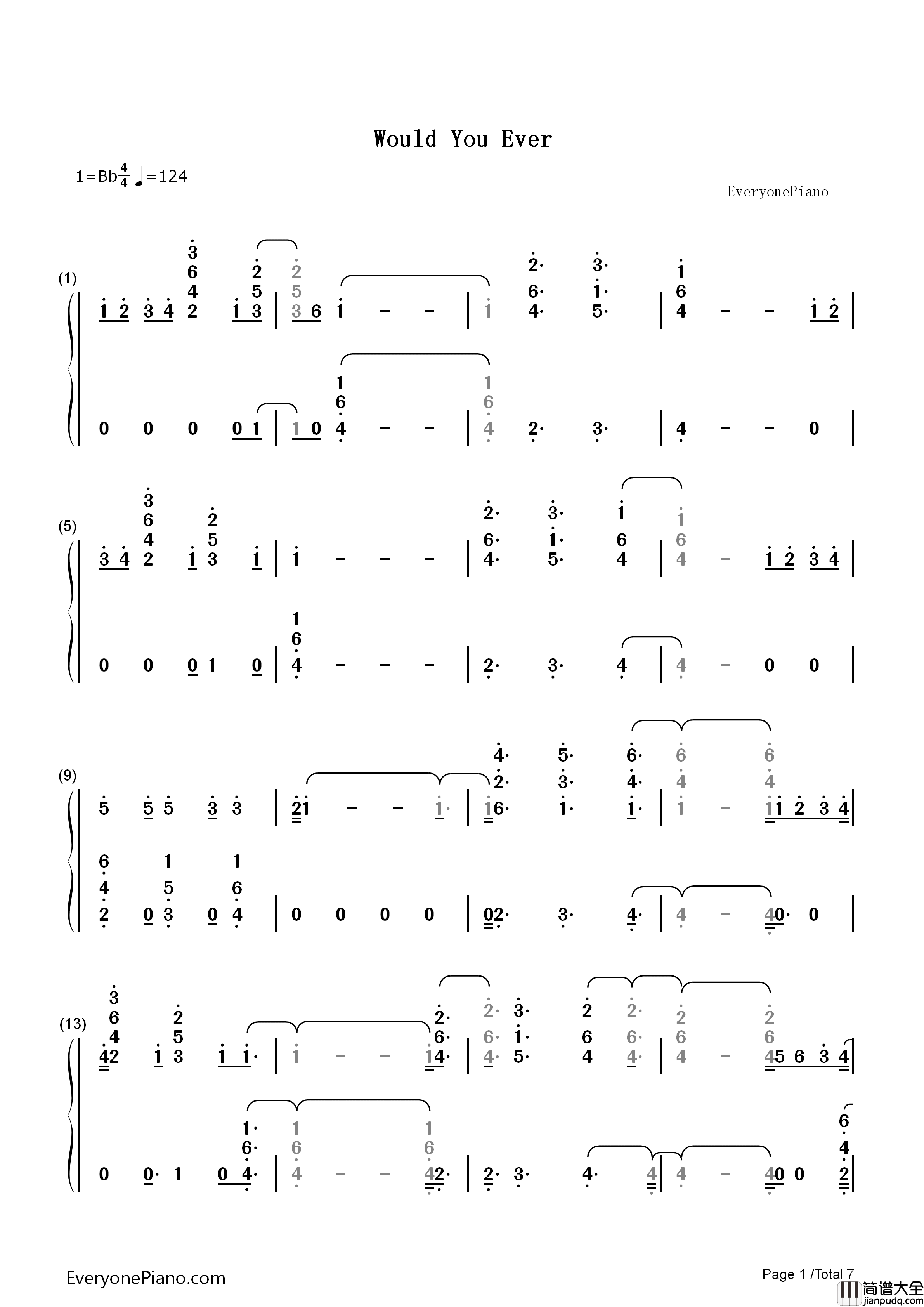 Would_You_Ever钢琴简谱_Skrillex_Poo_Bear演唱