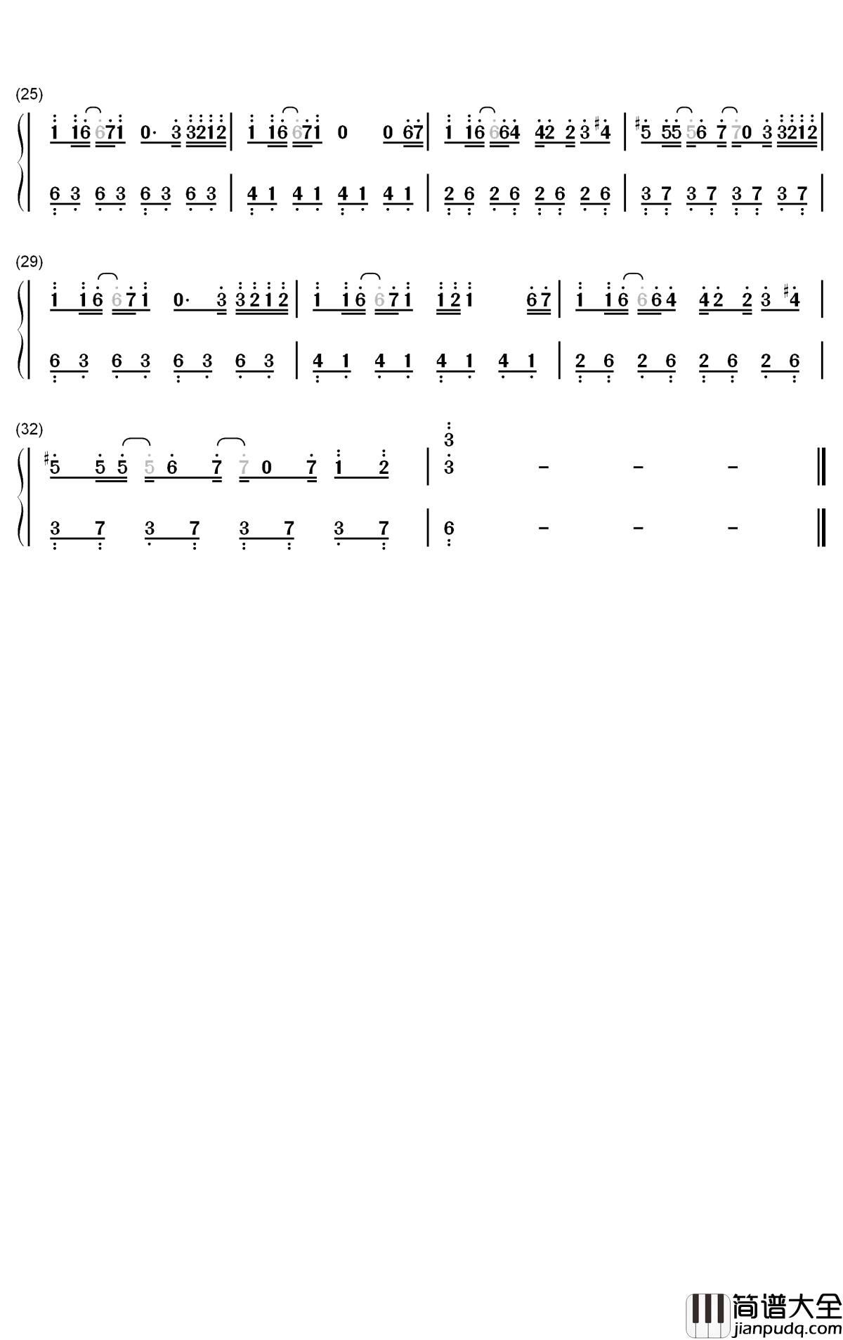 AINY钢琴简谱_数字双手_邓紫棋