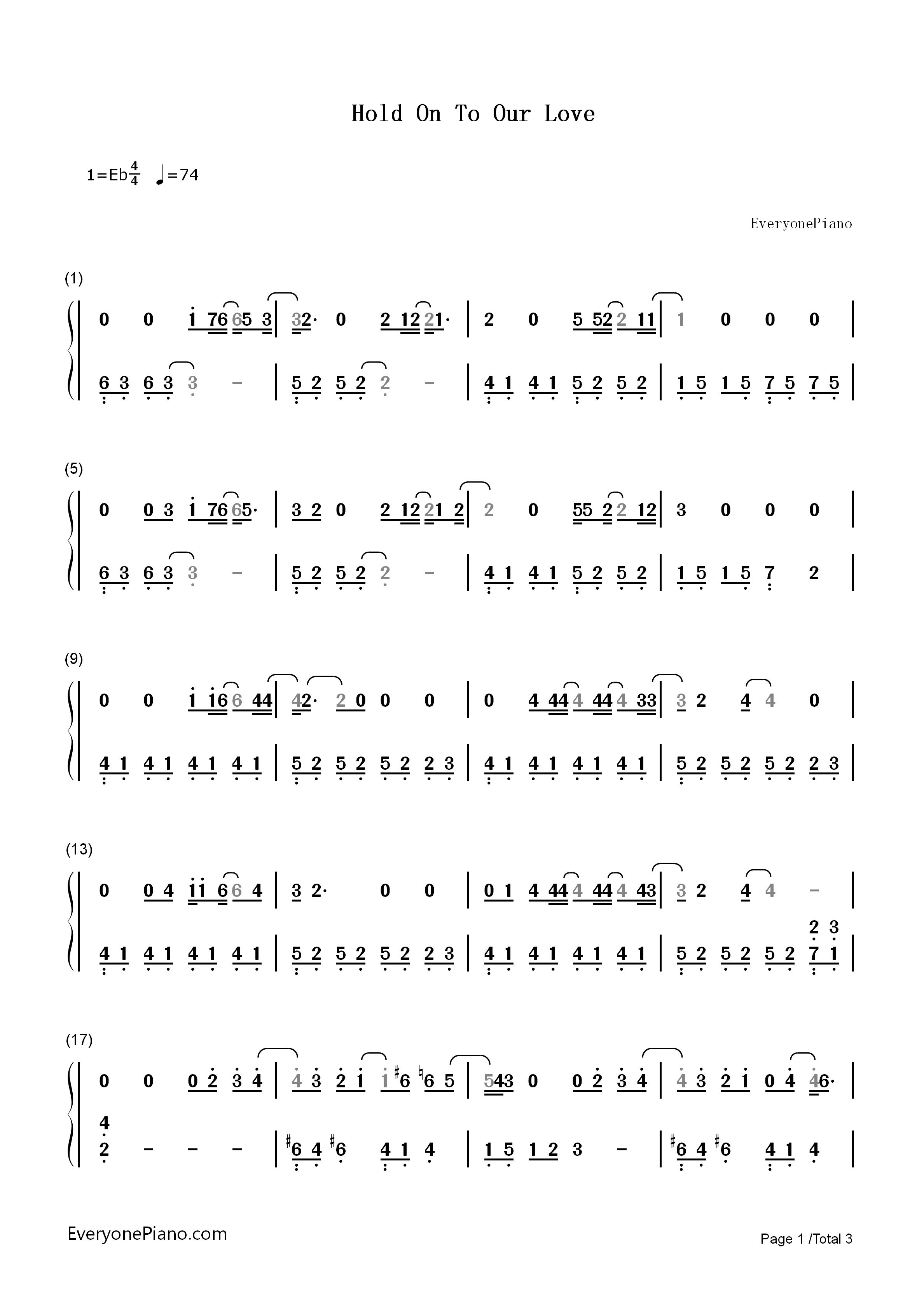 Hold_On_To_Our_Love钢琴简谱_Tom_Chaplin演唱