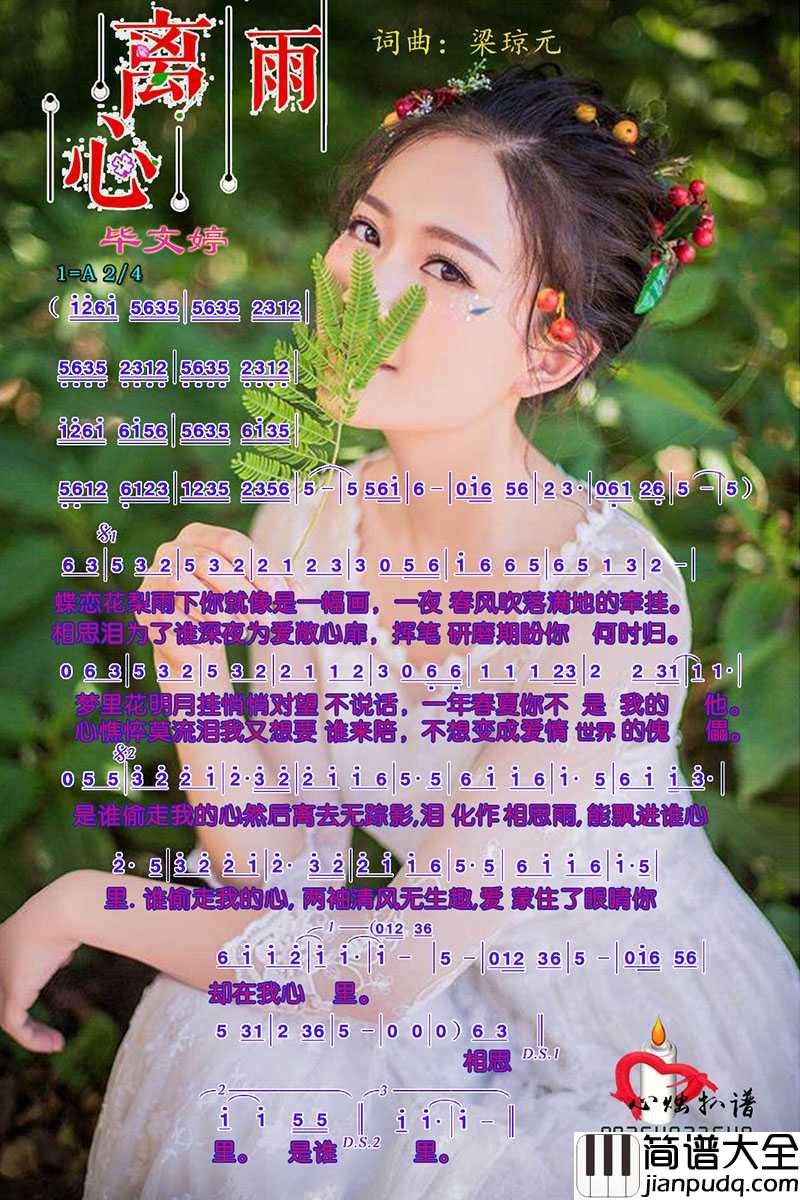 离心雨简谱_毕文婷演唱_心烛001曲谱