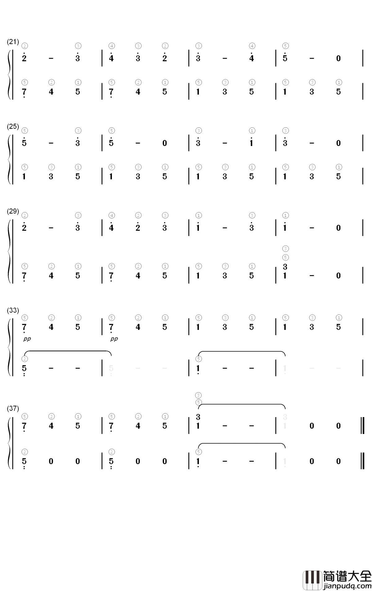 春之歌钢琴简谱_数字双手_汤普森