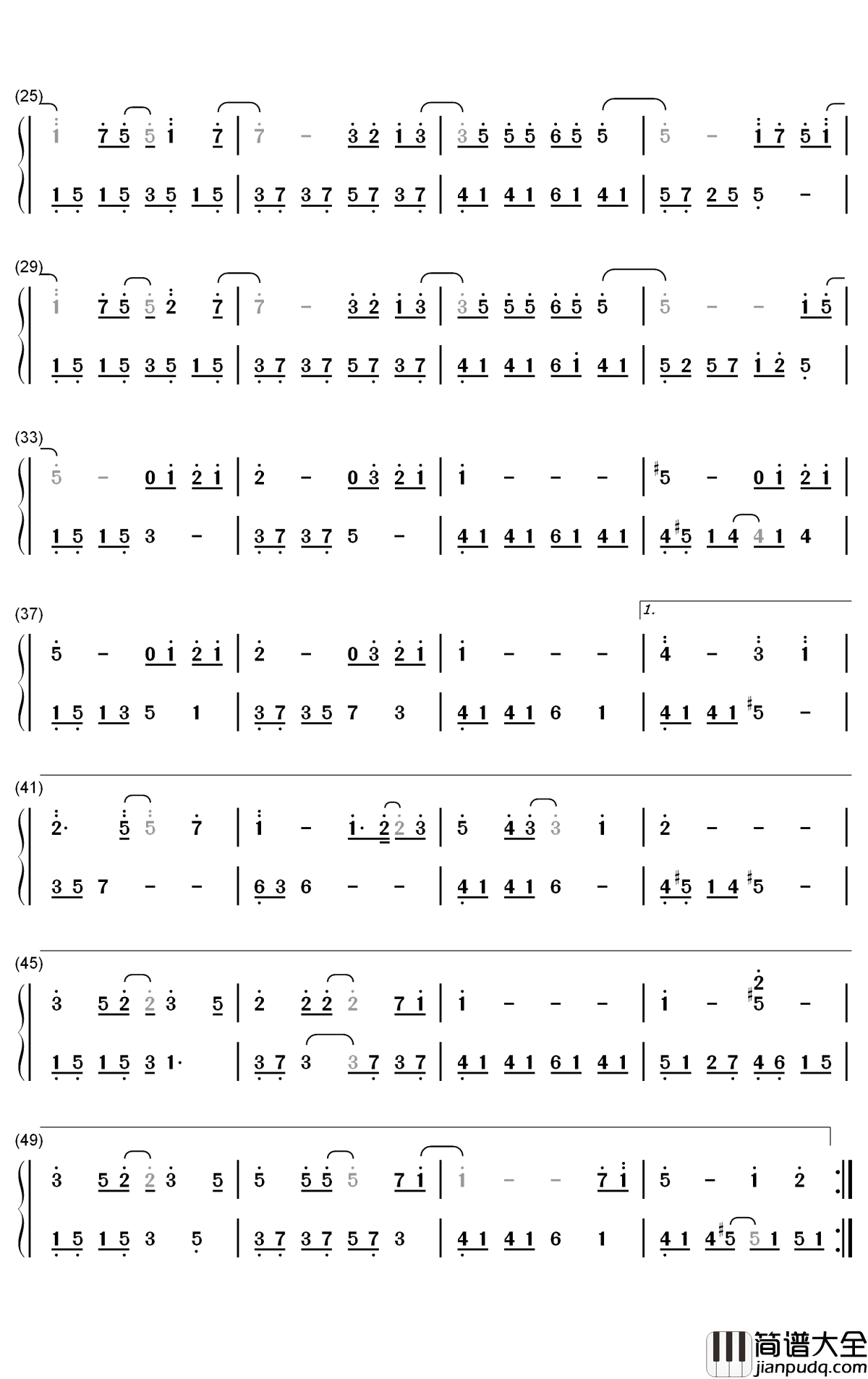 轻吻钢琴简谱_数字双手_苏醒