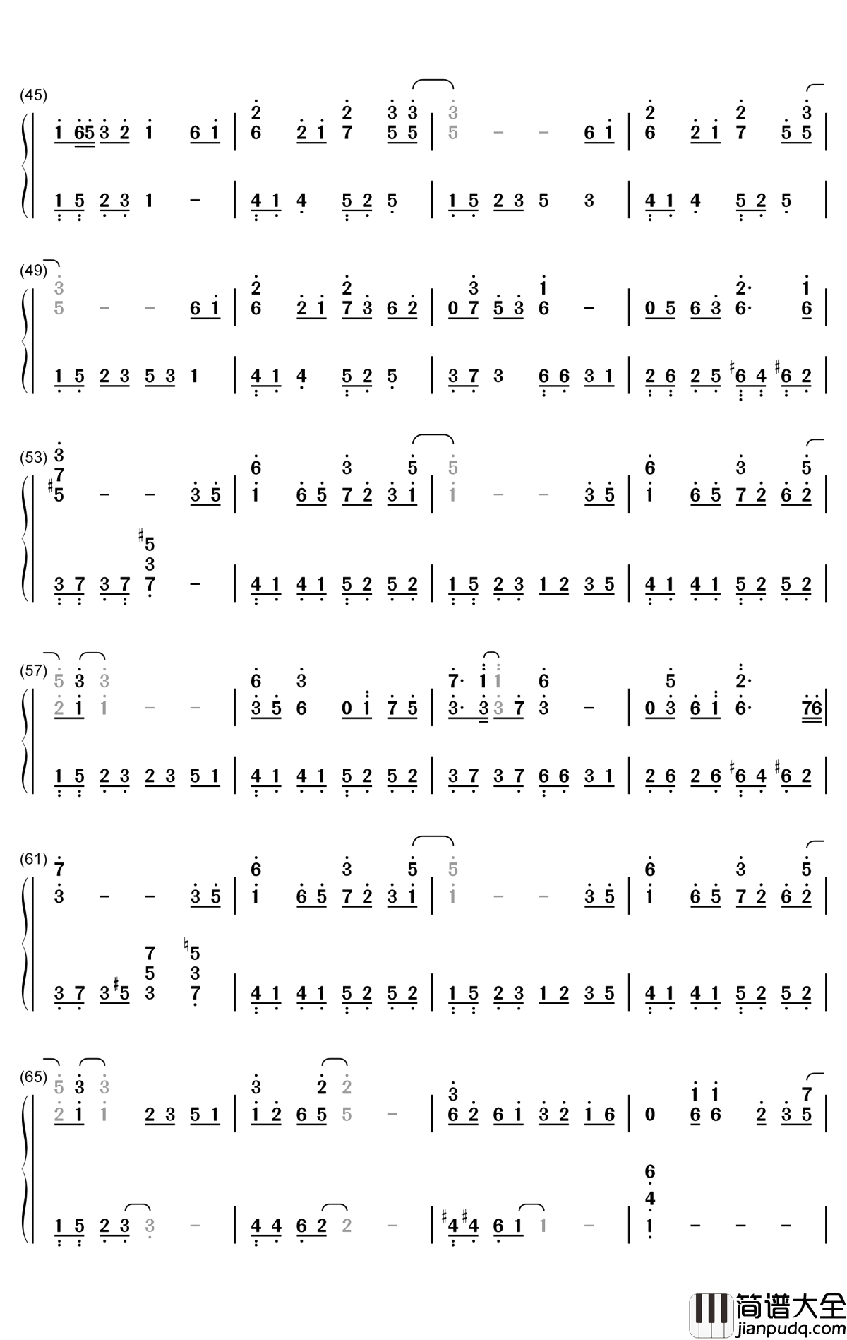 栖枝钢琴简谱_数字双手_双笙