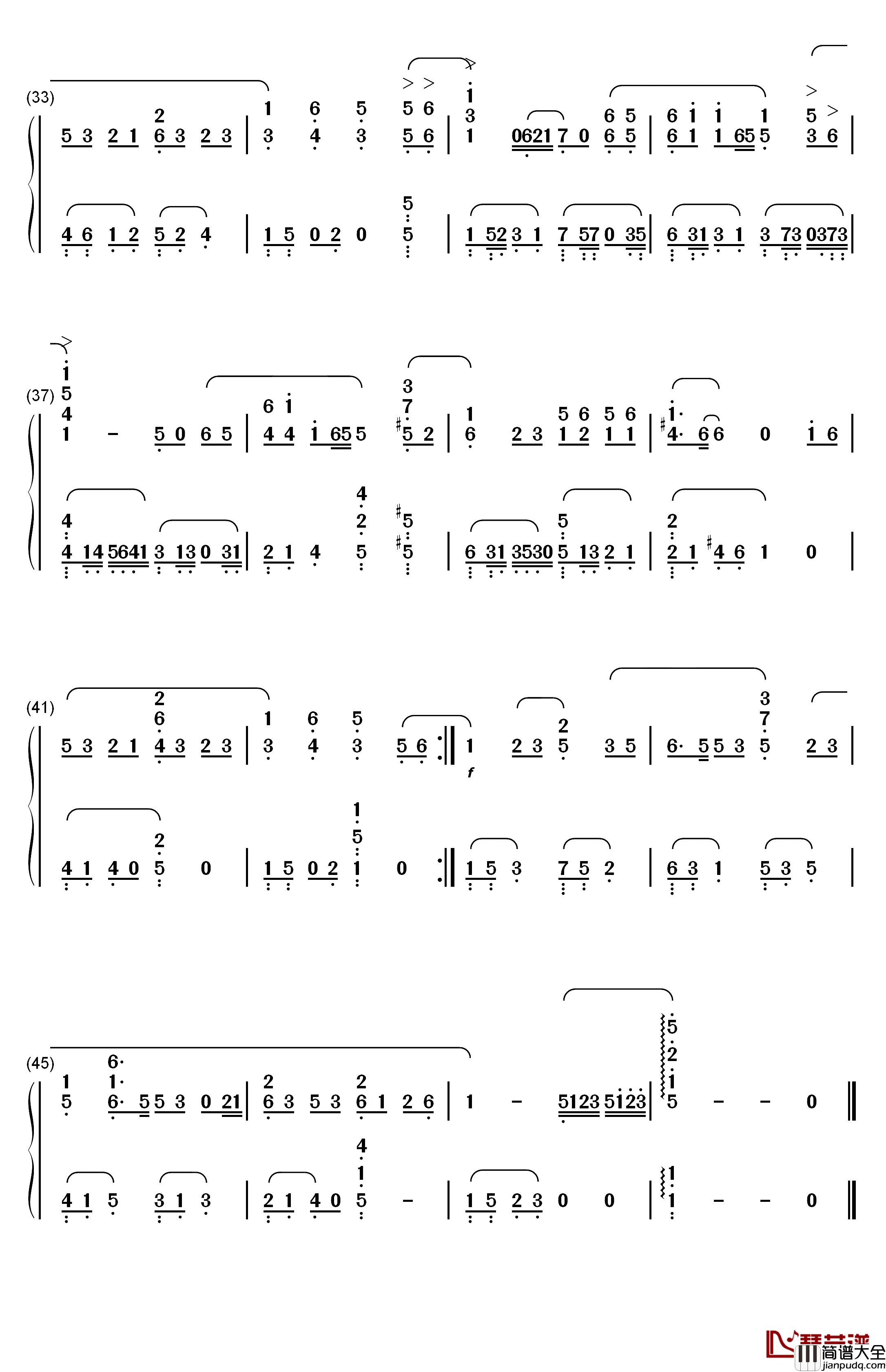祝福钢琴简谱_数字双手_张学友
