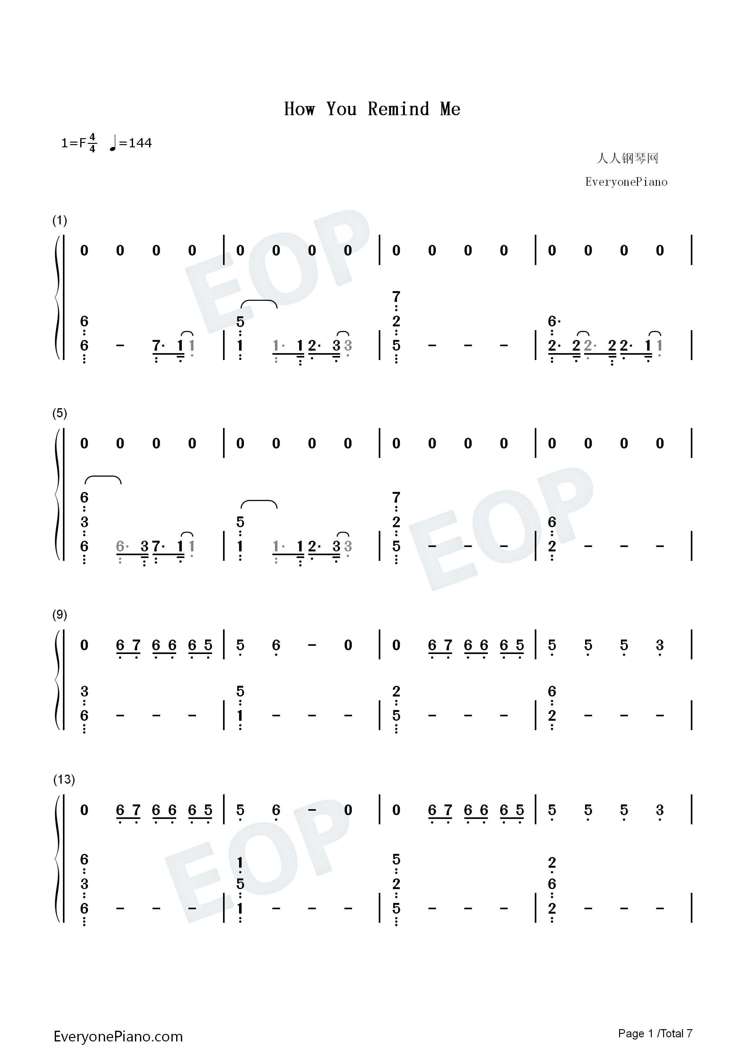 How_You_Remind_Me钢琴简谱_Avril_Lavigne演唱