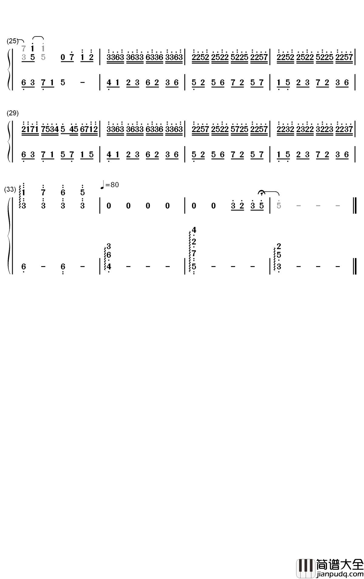 Time_Flows_Away钢琴简谱_数字双手_songroger
