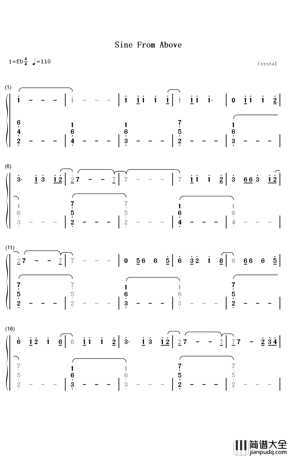 Sine_From_Above钢琴简谱_数字双手_Lady_Gaga_Elton_John