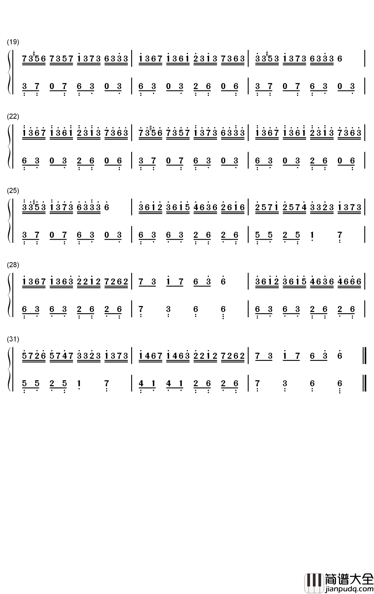 克罗地亚狂想曲钢琴简谱_数字双手_马克西姆·姆尔维察