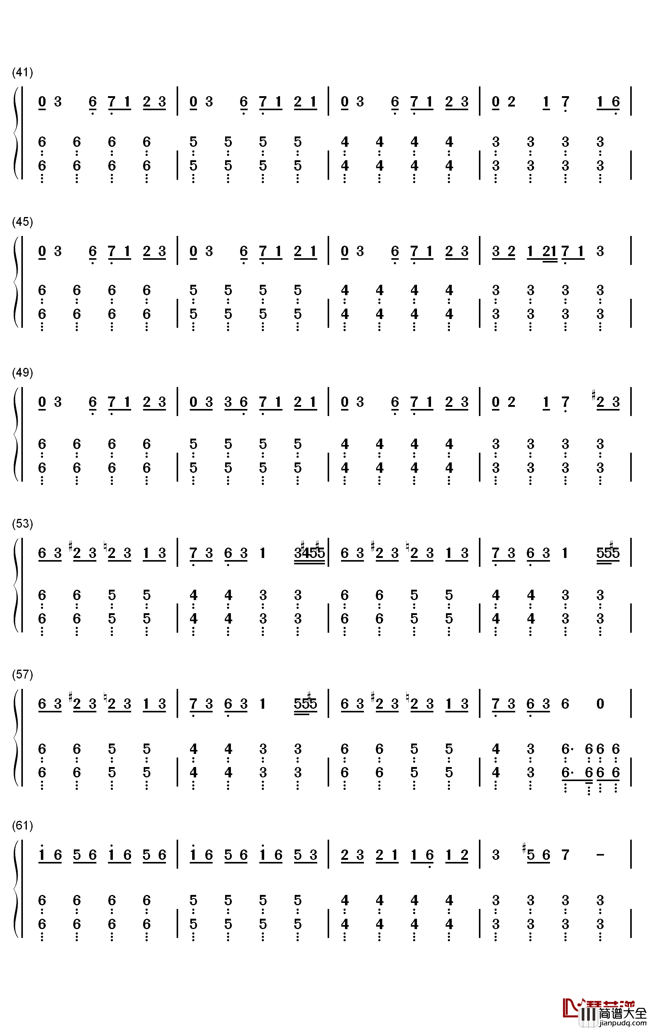 达拉崩吧钢琴简谱_数字双手_洛天依_言和