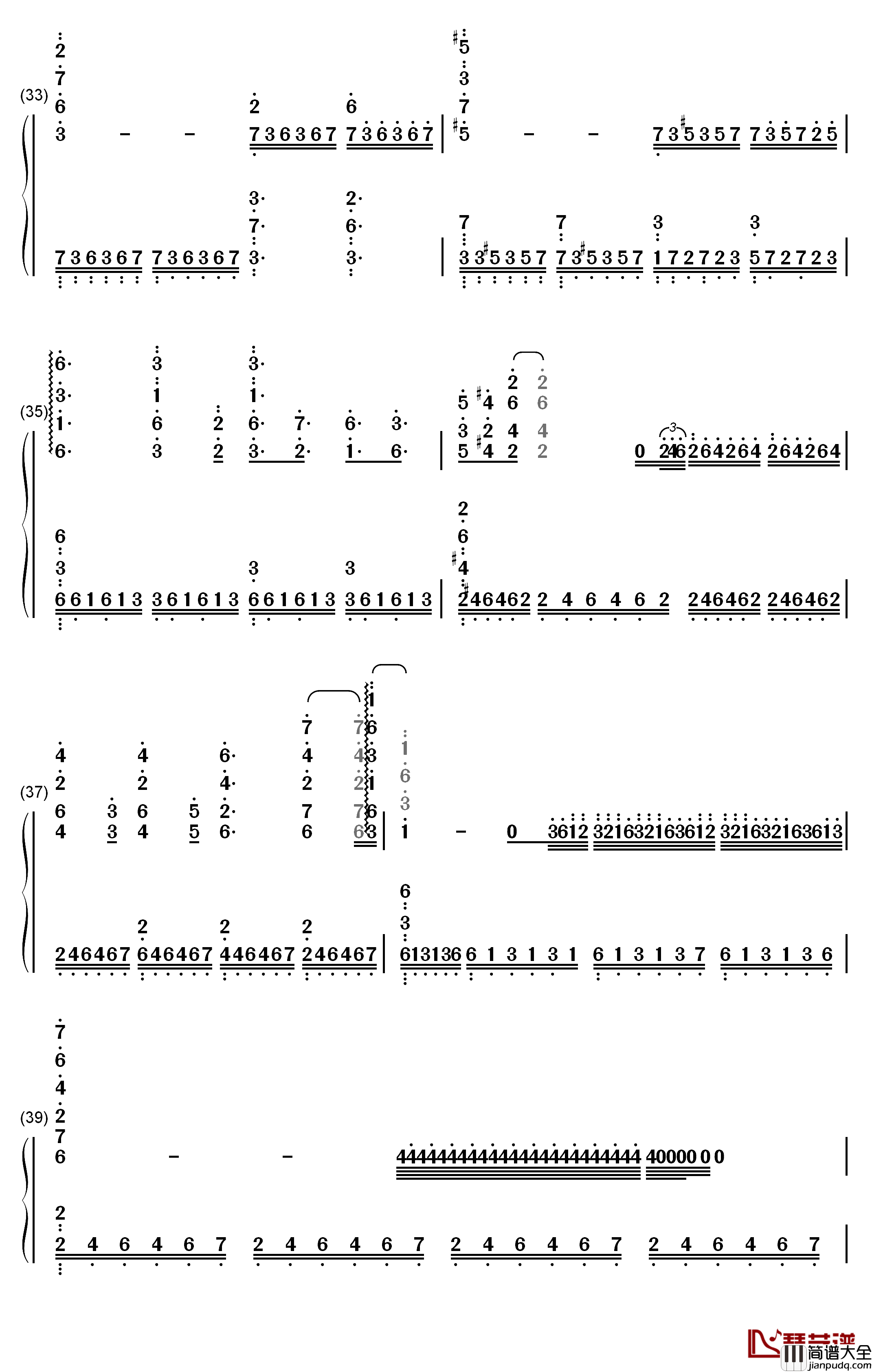 White_Palace钢琴简谱_数字双手_Christopher_Larkin