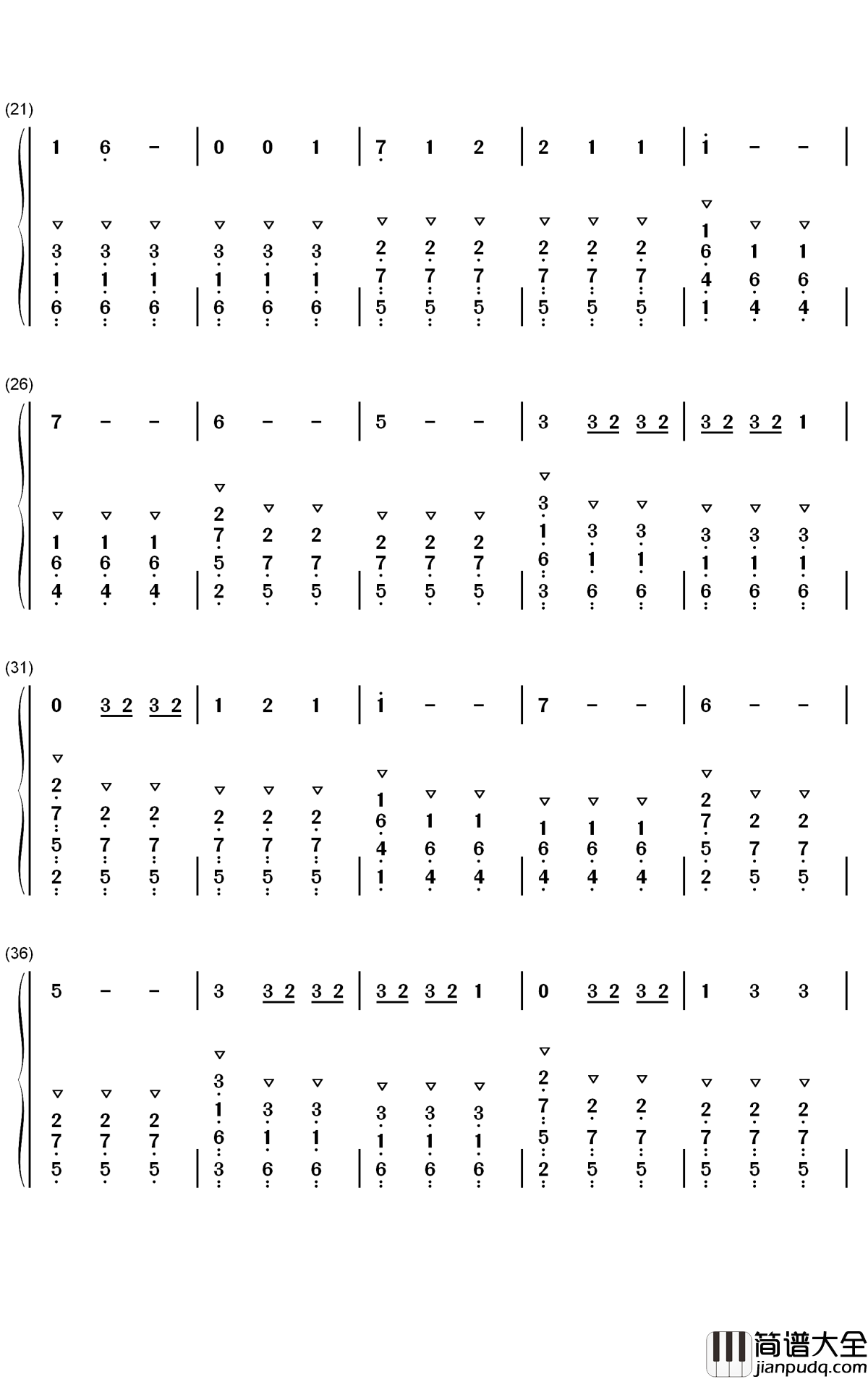 粉色闪电钢琴简谱_数字双手_R1SE