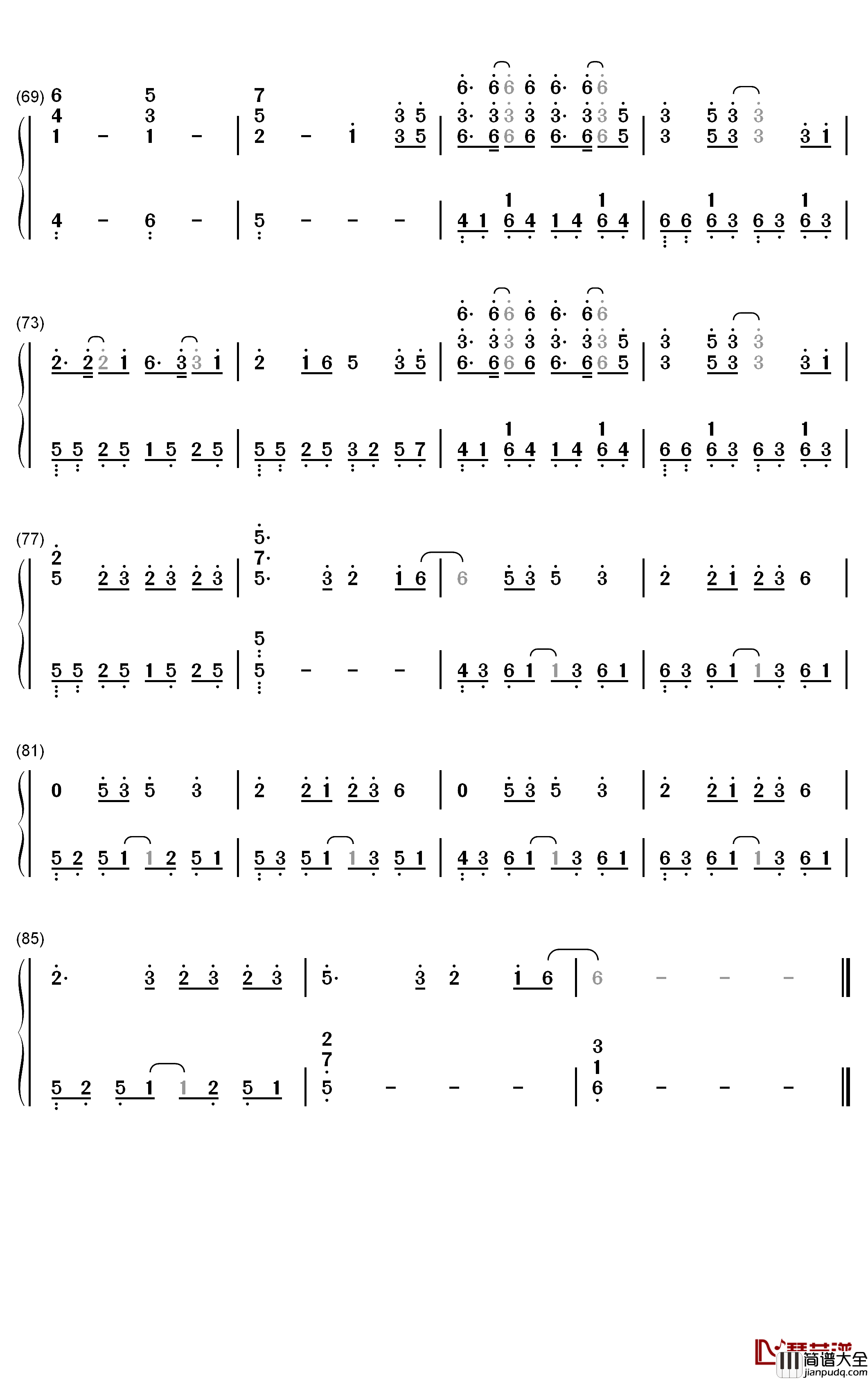 Dream_It_Possible钢琴简谱_数字双手_Delacey
