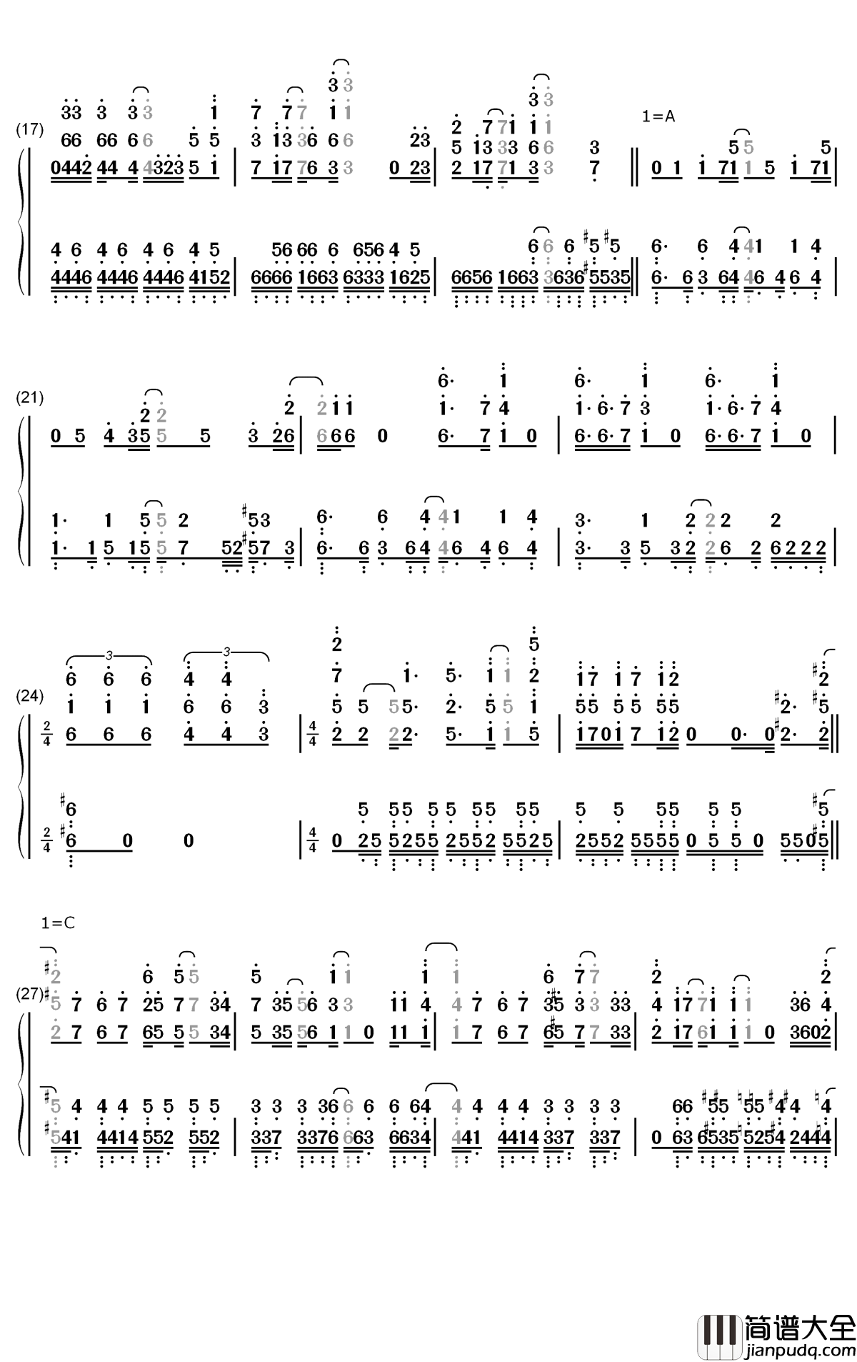 BRAVE_JEWEL钢琴简谱_数字双手_Roselia