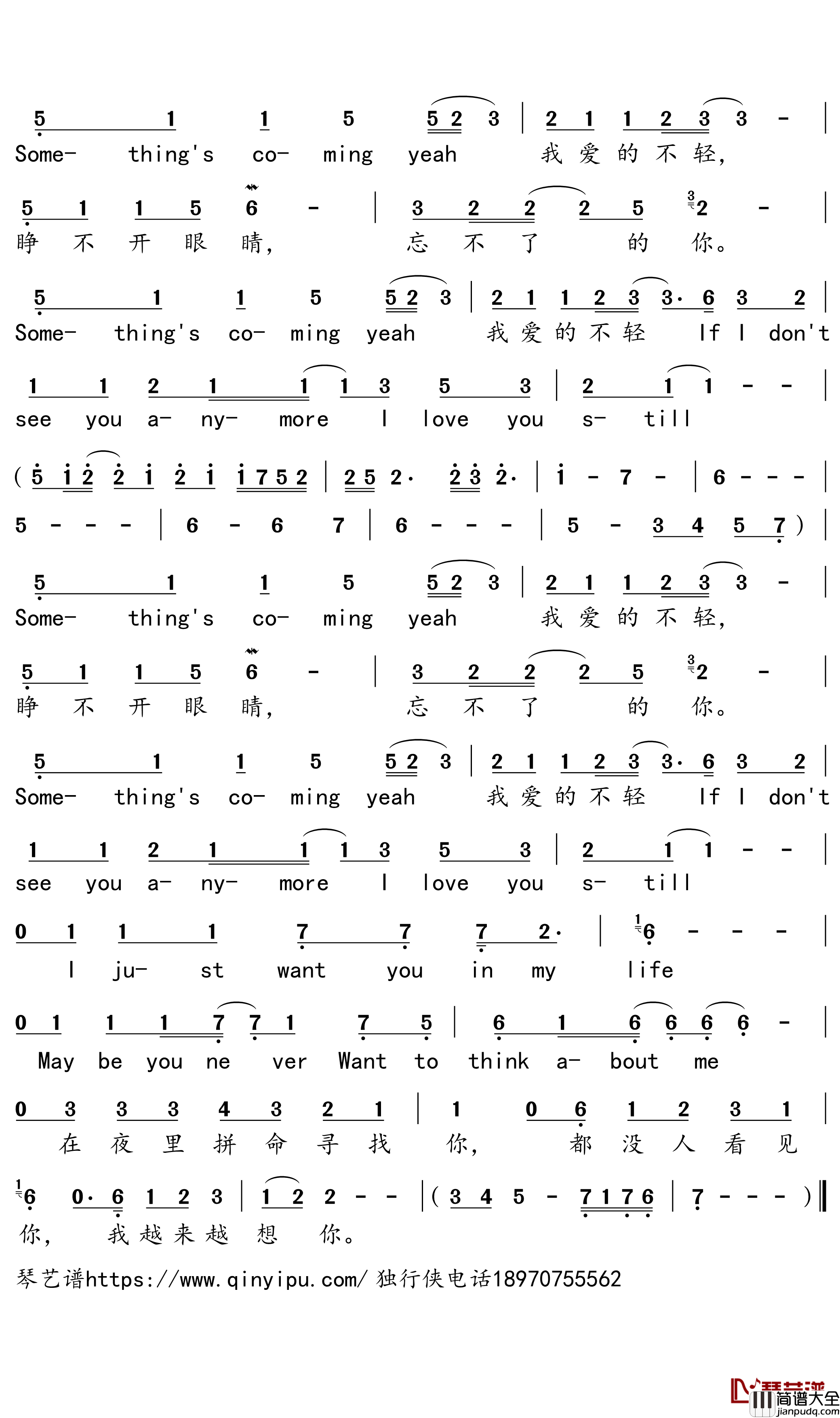 爱的不轻简谱-任贤齐歌曲-独行侠曲谱
