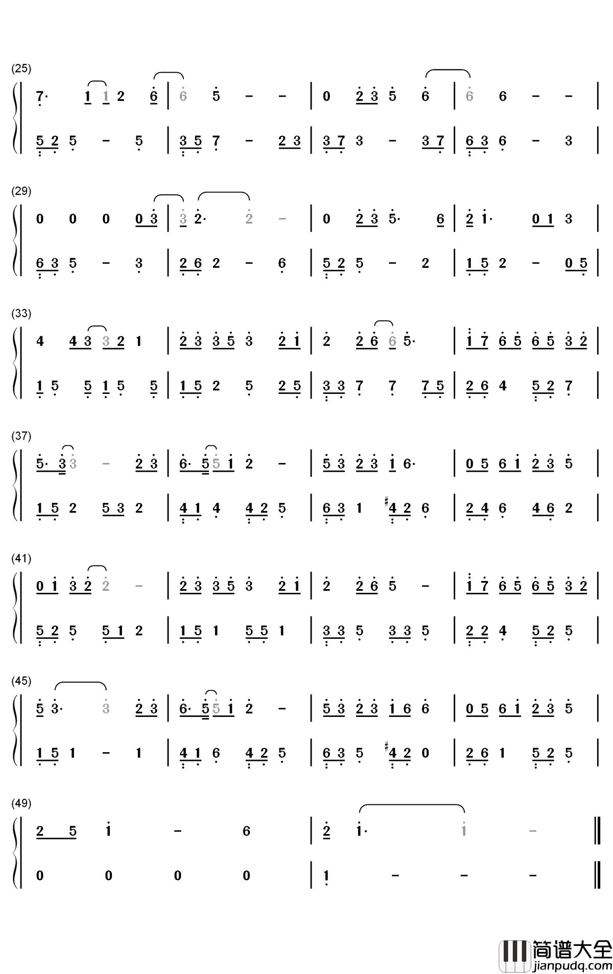 雪落下的声音钢琴简谱_数字双手_陆虎_周深