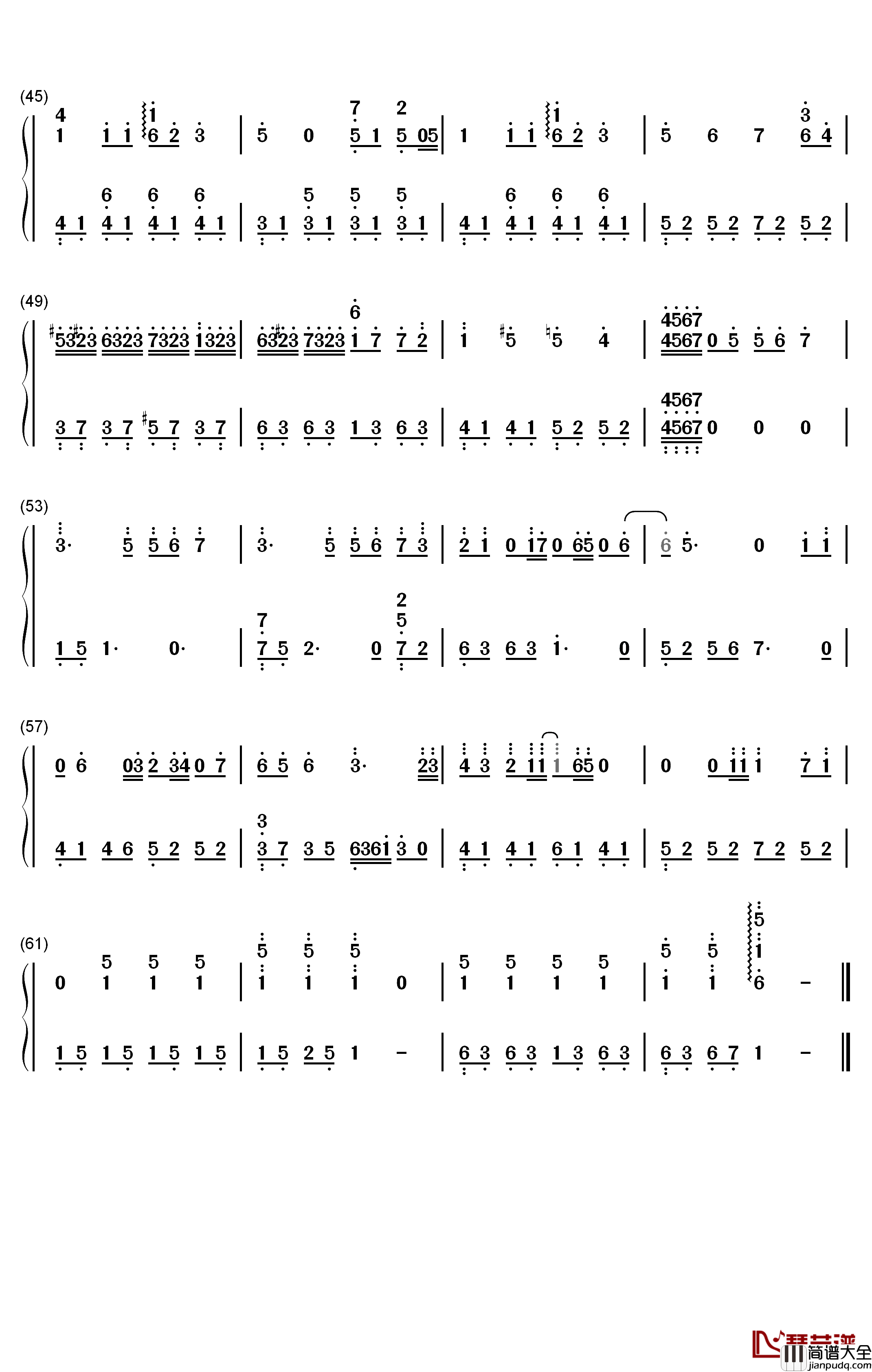 散场的拥抱钢琴简谱_数字双手_倪安东