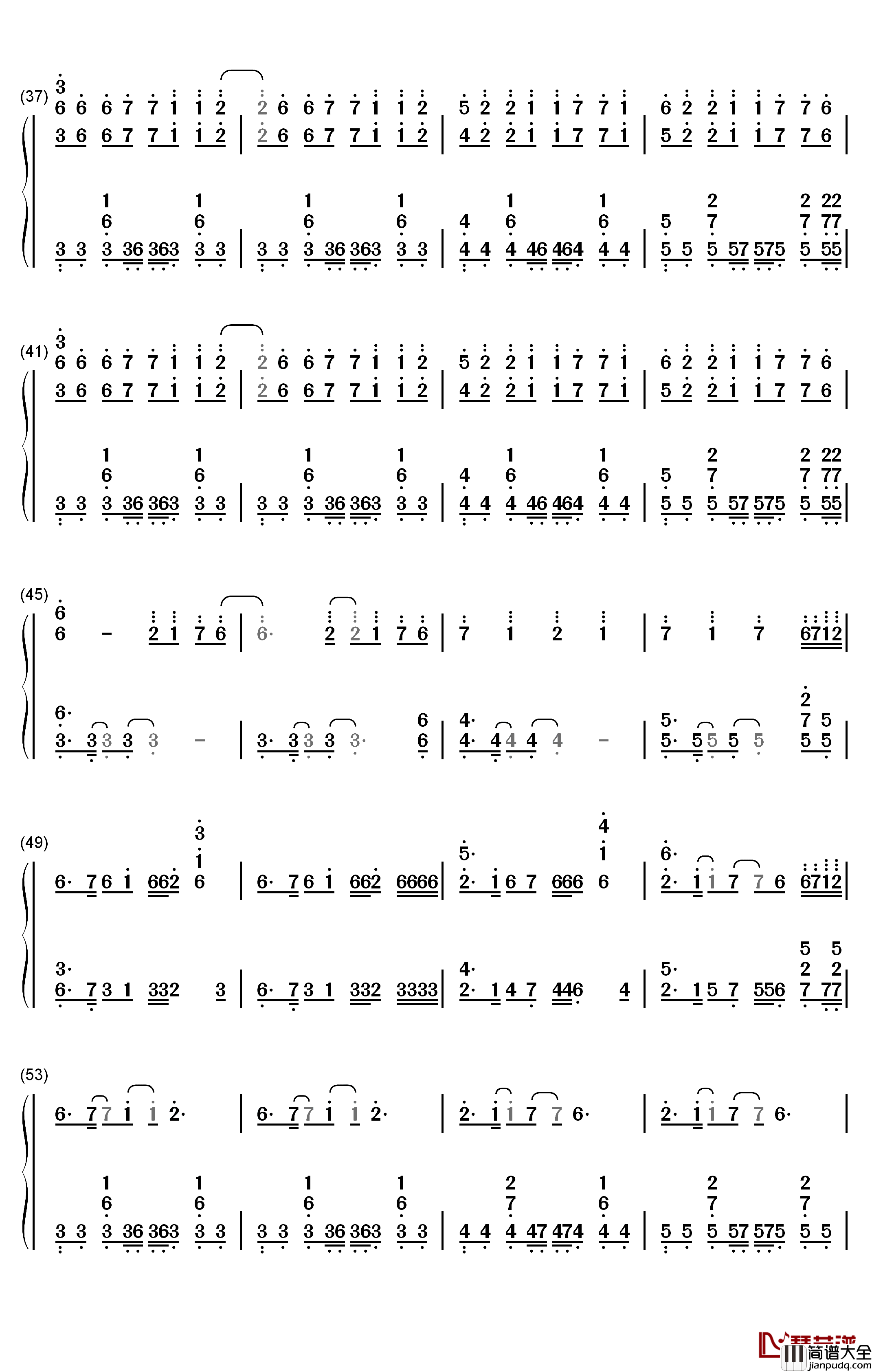 Time_Back钢琴简谱_数字双手_Bad_Style