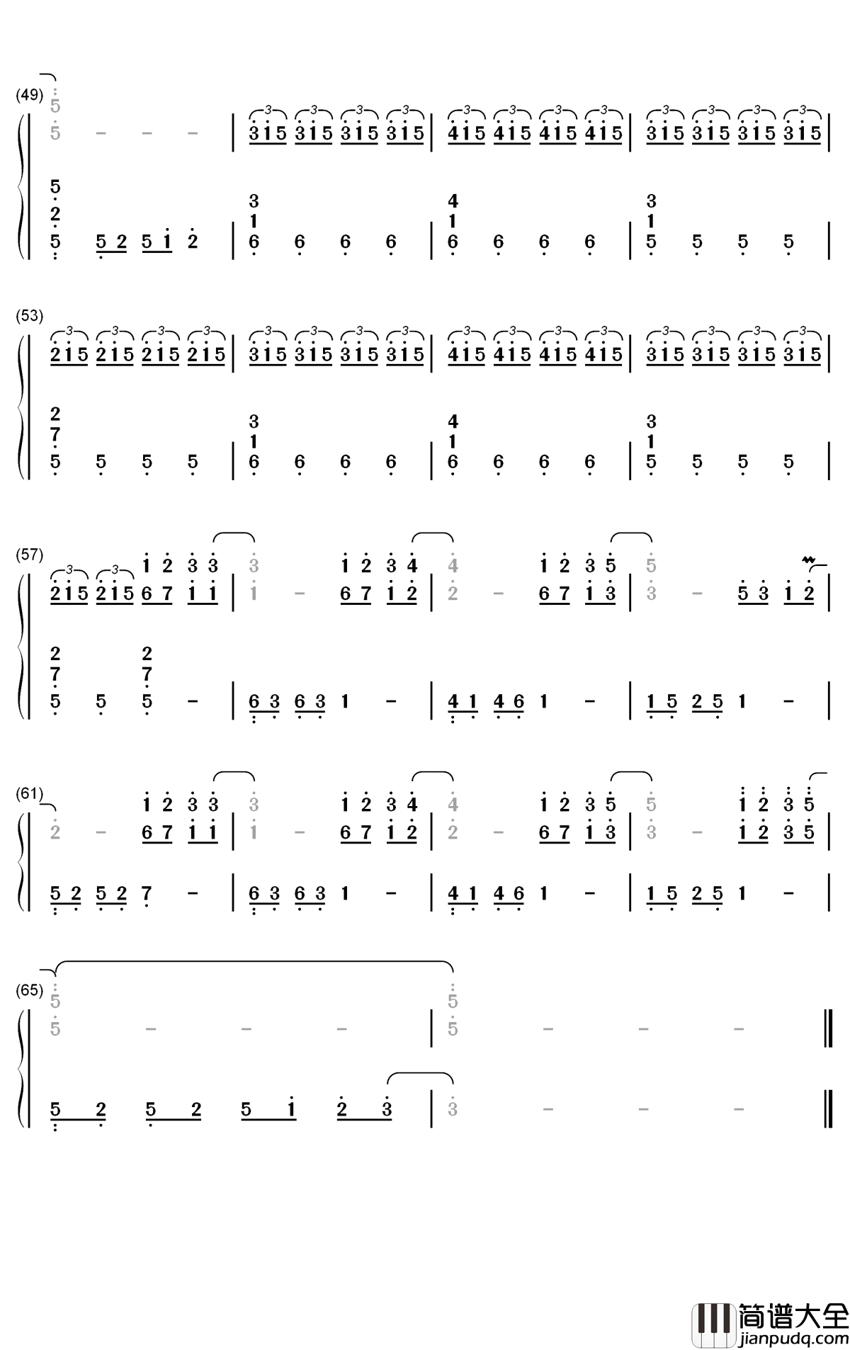 五月钢琴简谱_数字双手_M小冯哒
