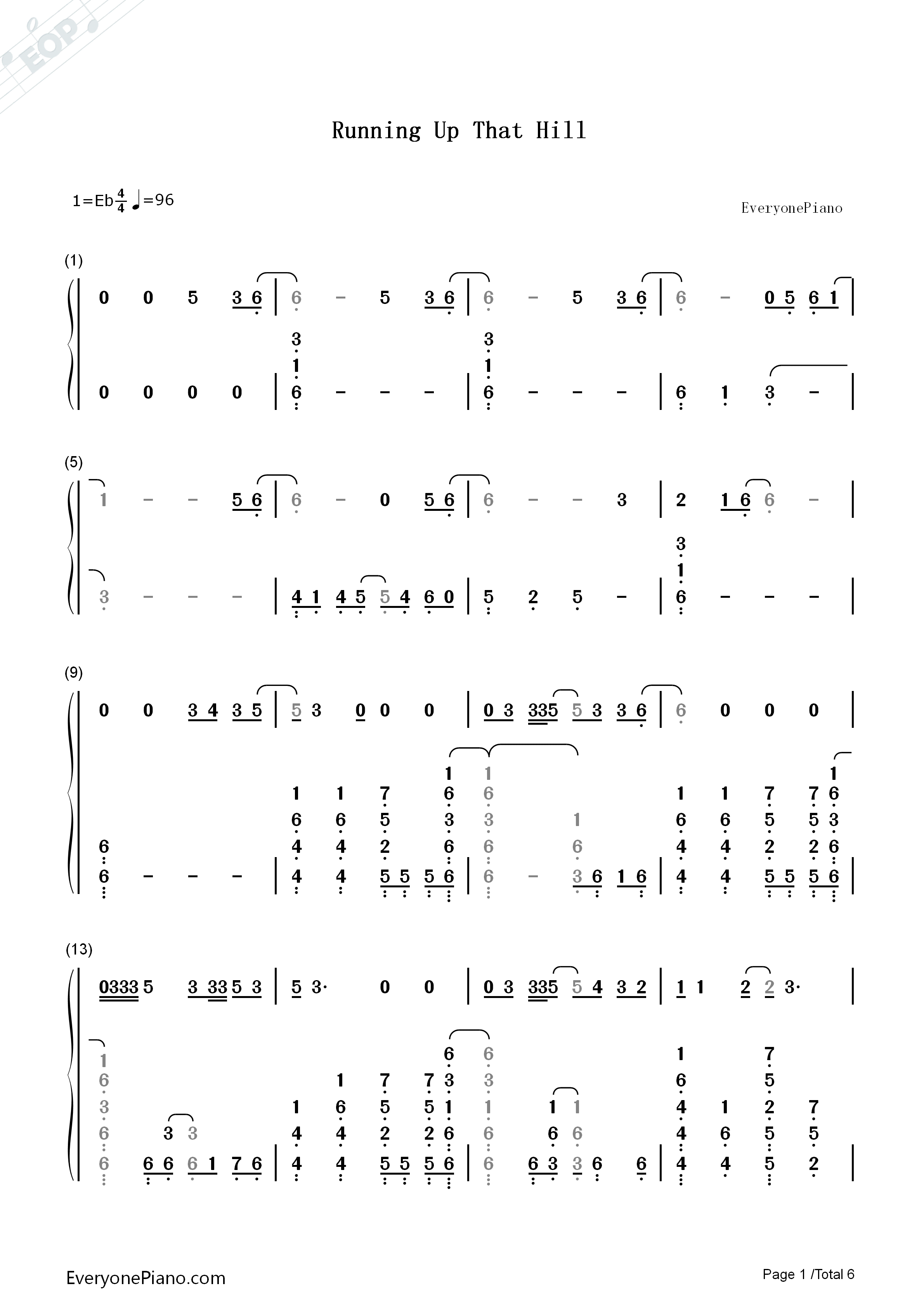 Running_Up_That_Hill钢琴简谱_Kate_Bush演唱