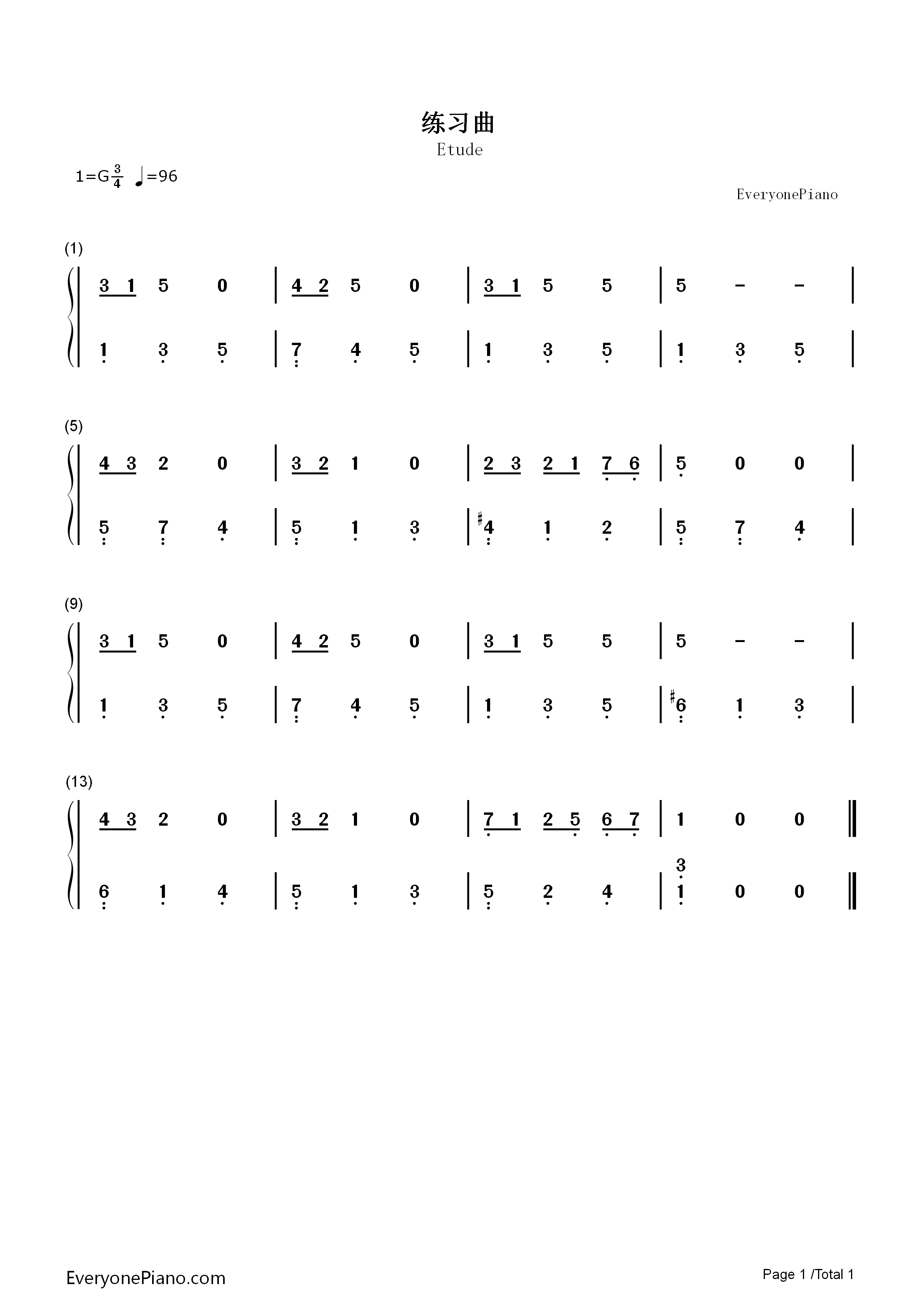 练习曲钢琴简谱_席特演唱