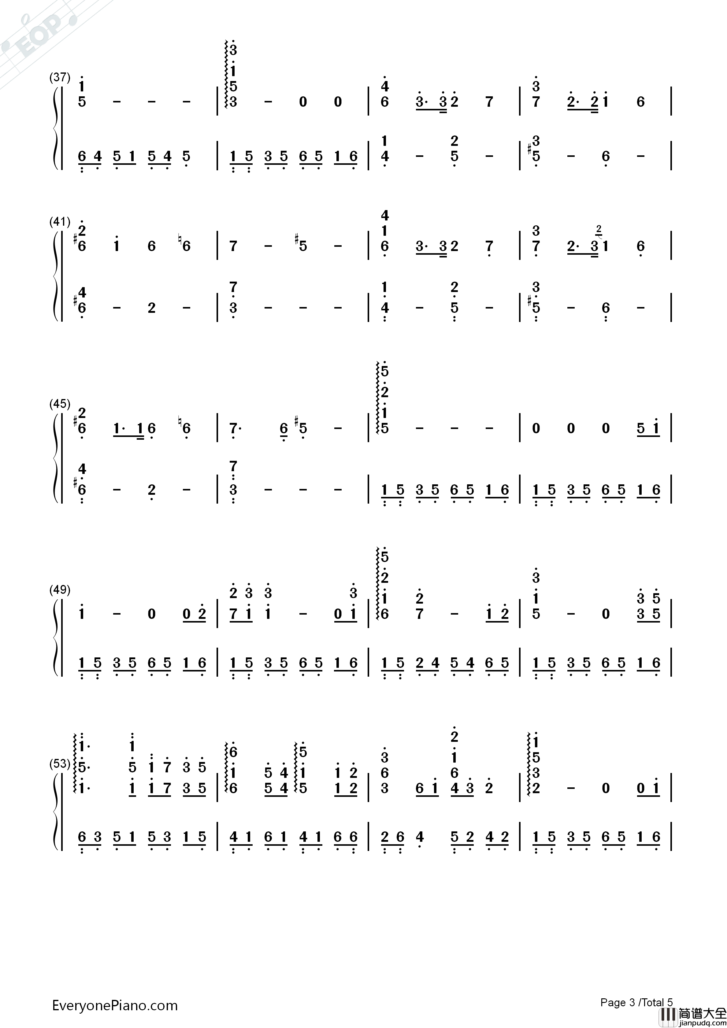 幽灵公主片尾曲钢琴简谱_久石让__Joe_Hisaishi_宫崎骏演唱