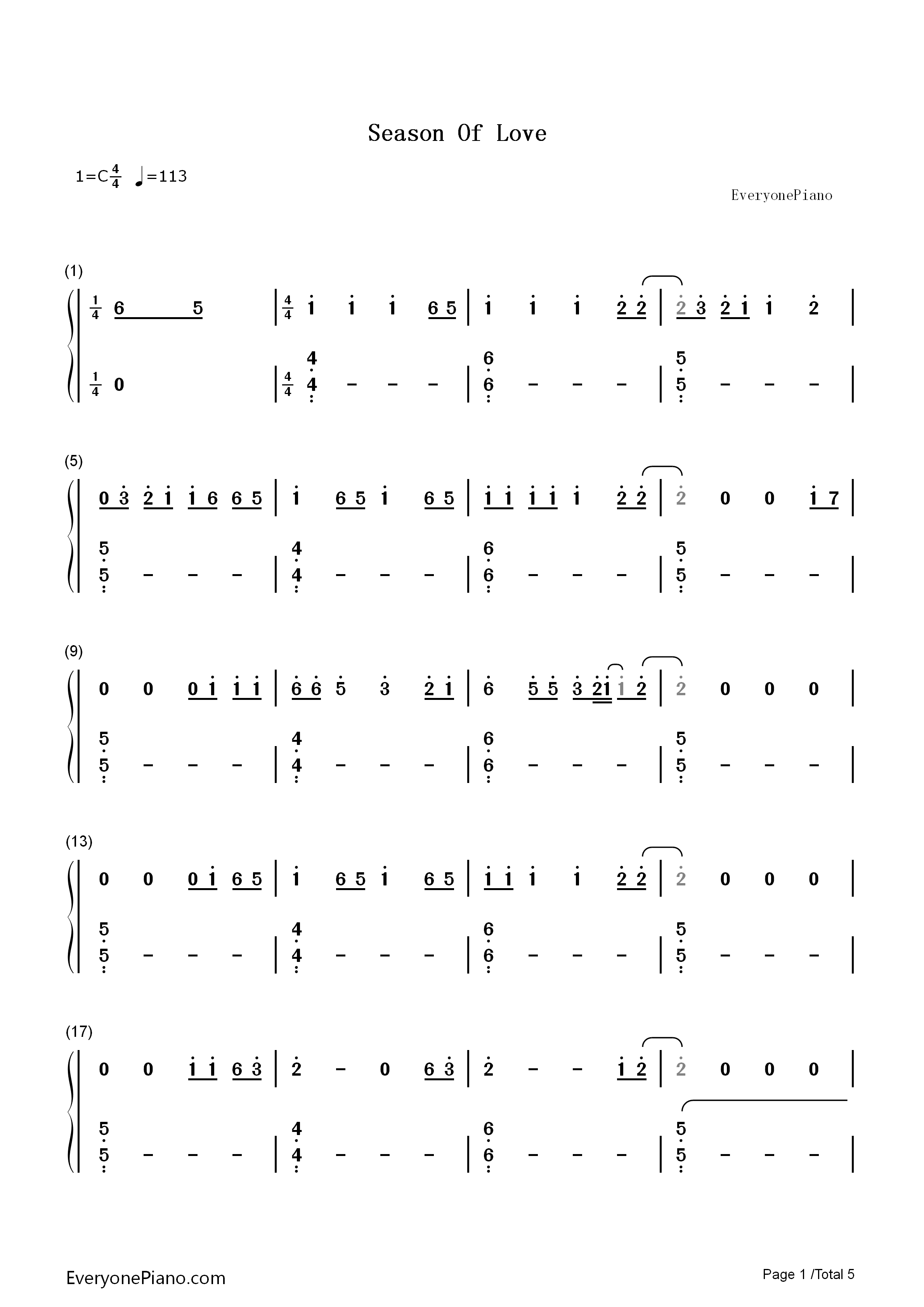 Season_Of_Love钢琴简谱_98_Degrees演唱