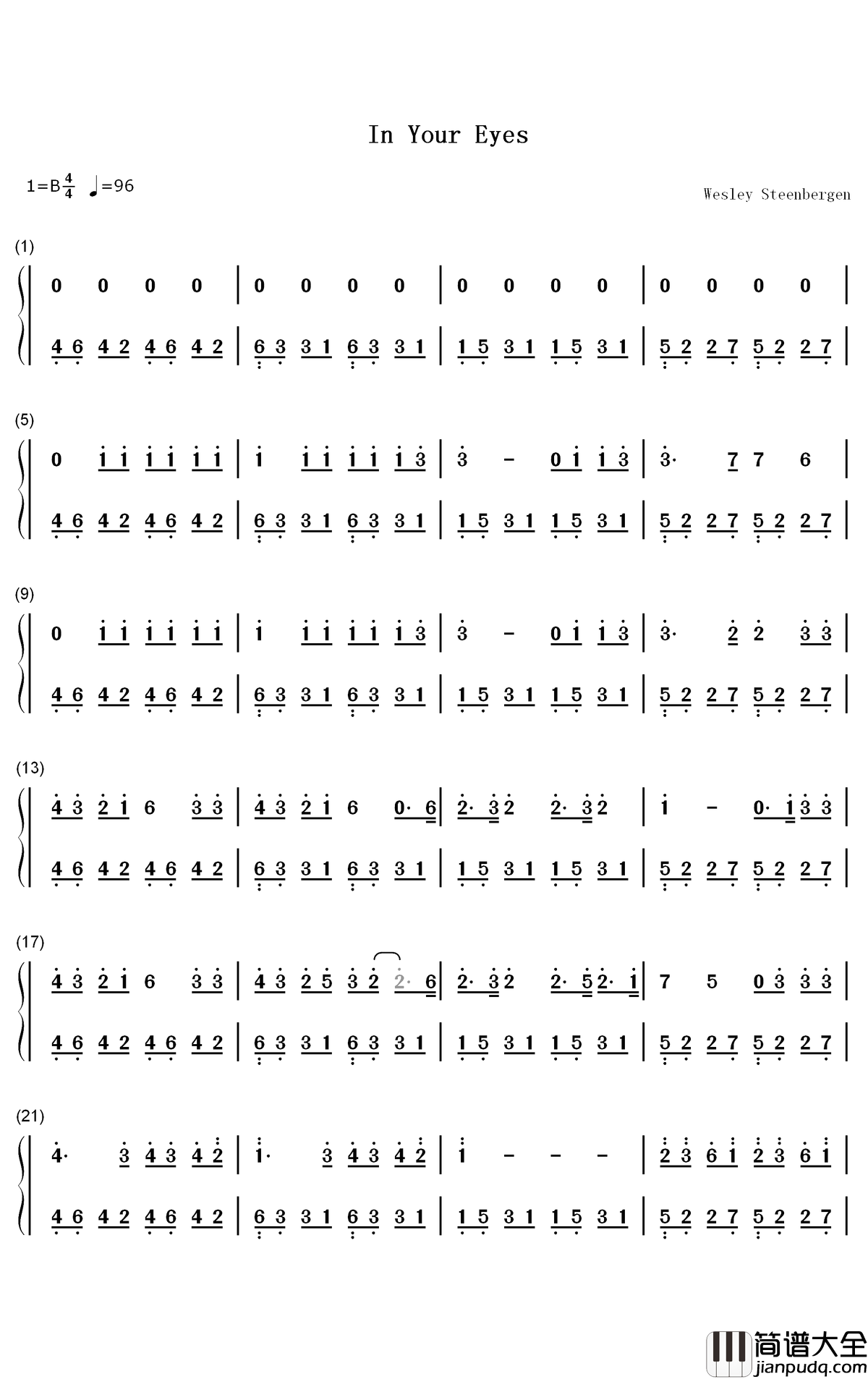 In_Your_Eyes钢琴简谱_数字双手_Robin_Schulz_Alida