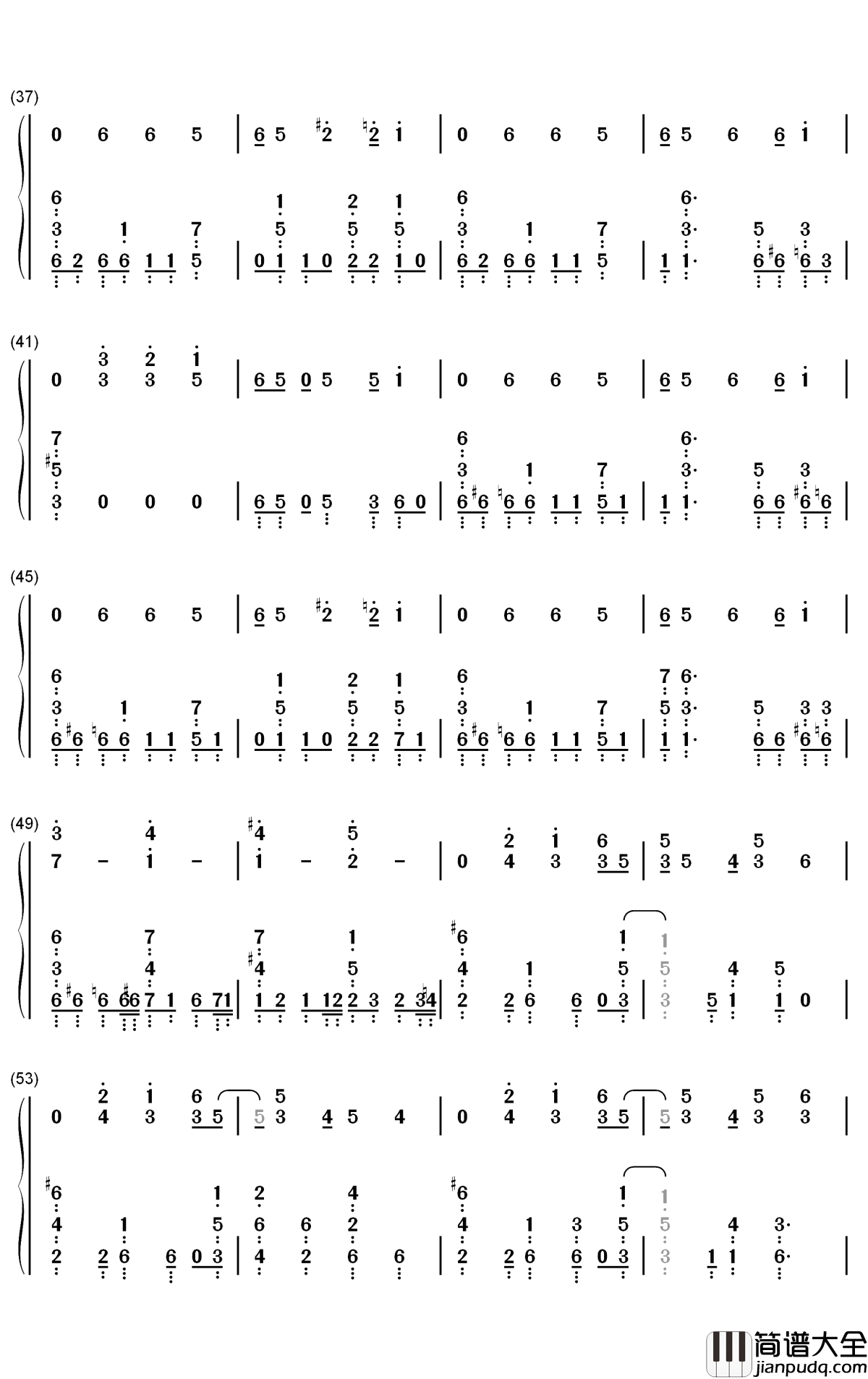 Black_Shout钢琴简谱_数字双手_Roselia
