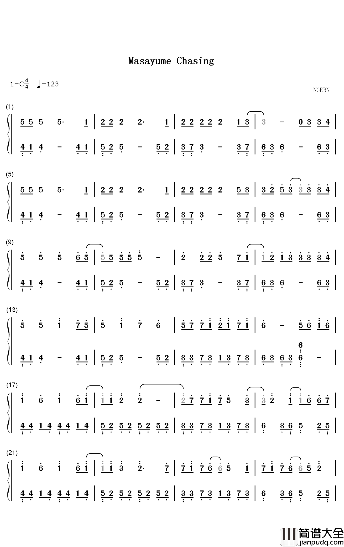 Masayume_Chasing钢琴简谱_数字双手_BoA(宝儿)